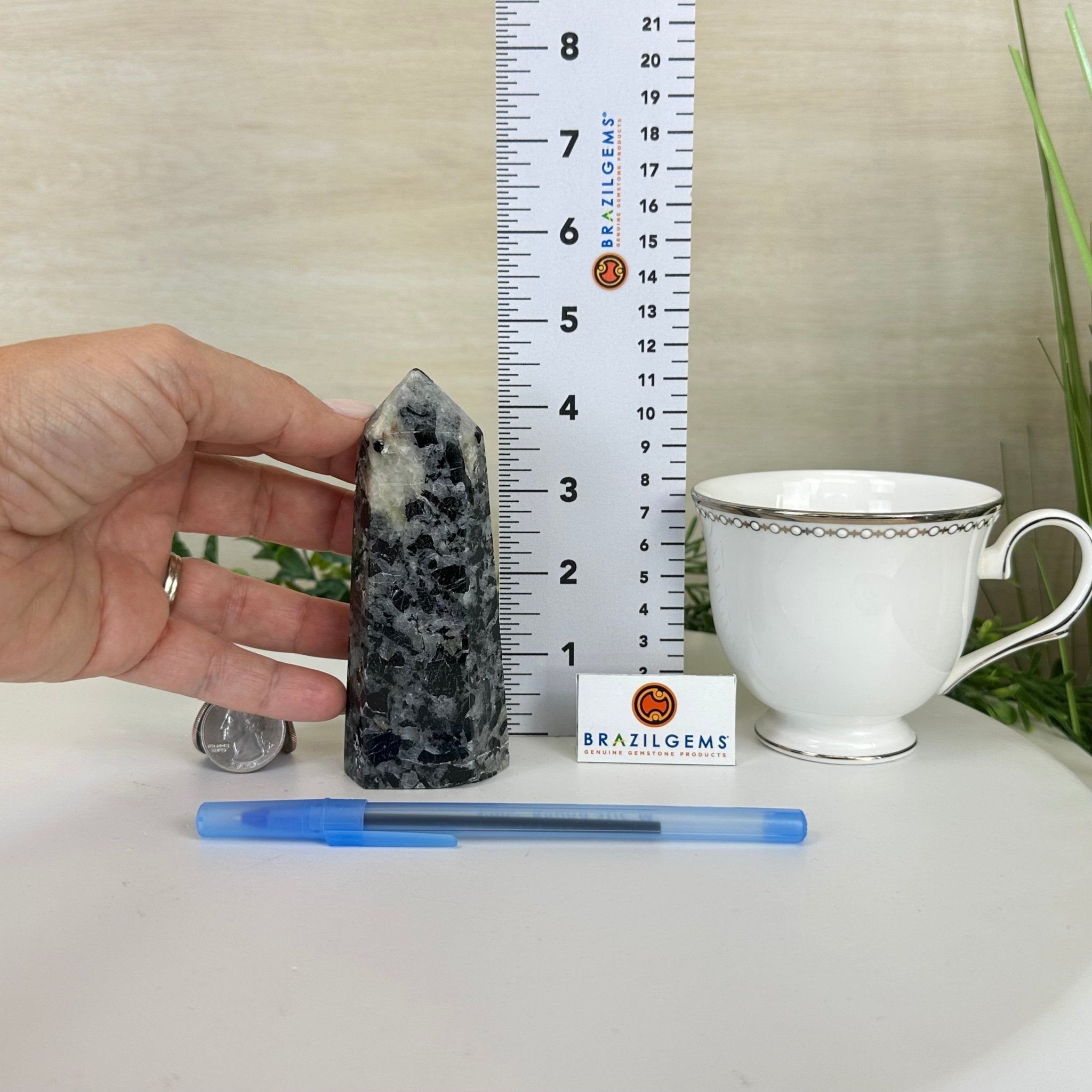 Polished Tourmalinated Quartz Crystal Tower 4.5" Tall Model #3106TQ - 001 - Brazil GemsBrazil GemsPolished Tourmalinated Quartz Crystal Tower 4.5" Tall Model #3106TQ - 001Crystal Points3106TQ - 001