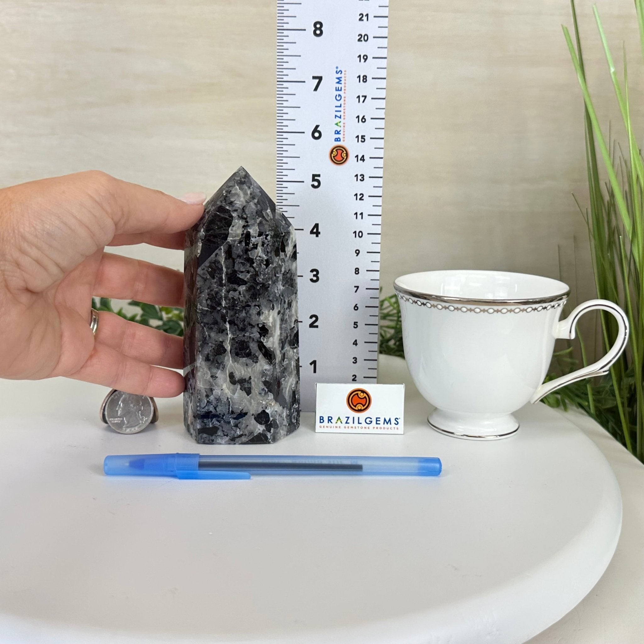 Polished Tourmalinated Quartz Crystal Tower 5.4" Tall #3106TQ - 002 - Brazil GemsBrazil GemsPolished Tourmalinated Quartz Crystal Tower 5.4" Tall #3106TQ - 002Crystal Points3106TQ - 002
