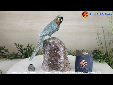 Hand-Carved Amazonite Parrot For Sale by Brazil Gems® #3004-AZPAM-012
