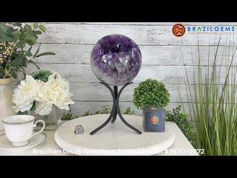 Amethyst Sphere on a Metal Base by Brazil Gems® #5630-0072