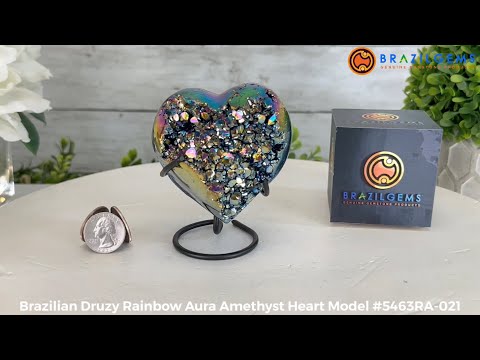 Rainbow Aura Quartz Heart For Sale by Brazil Gems® #5463RA