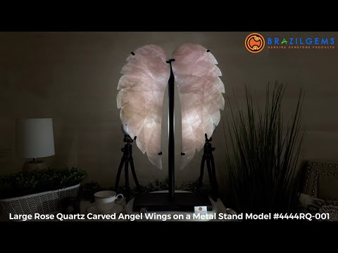 Rose Quartz Angel Wings on a Base Model #4444RQ-001 by Brazil Gems®