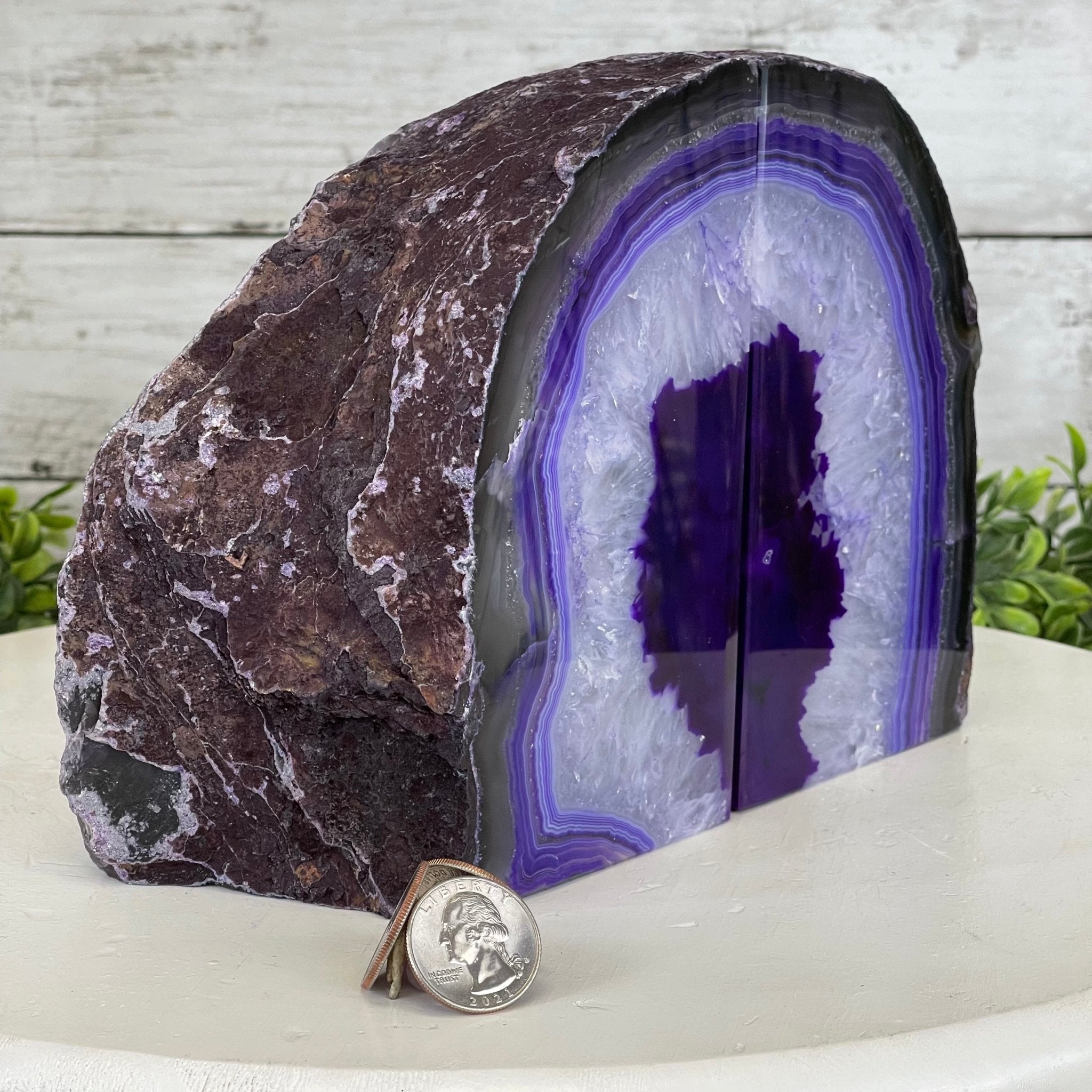 Purple Dyed Brazilian Agate Stone Bookends, 12.1 lbs & 6.2" tall Model #5151PU-032 by Brazil Gems - Brazil GemsBrazil GemsPurple Dyed Brazilian Agate Stone Bookends, 12.1 lbs & 6.2" tall Model #5151PU-032 by Brazil GemsBookends5151PU-032
