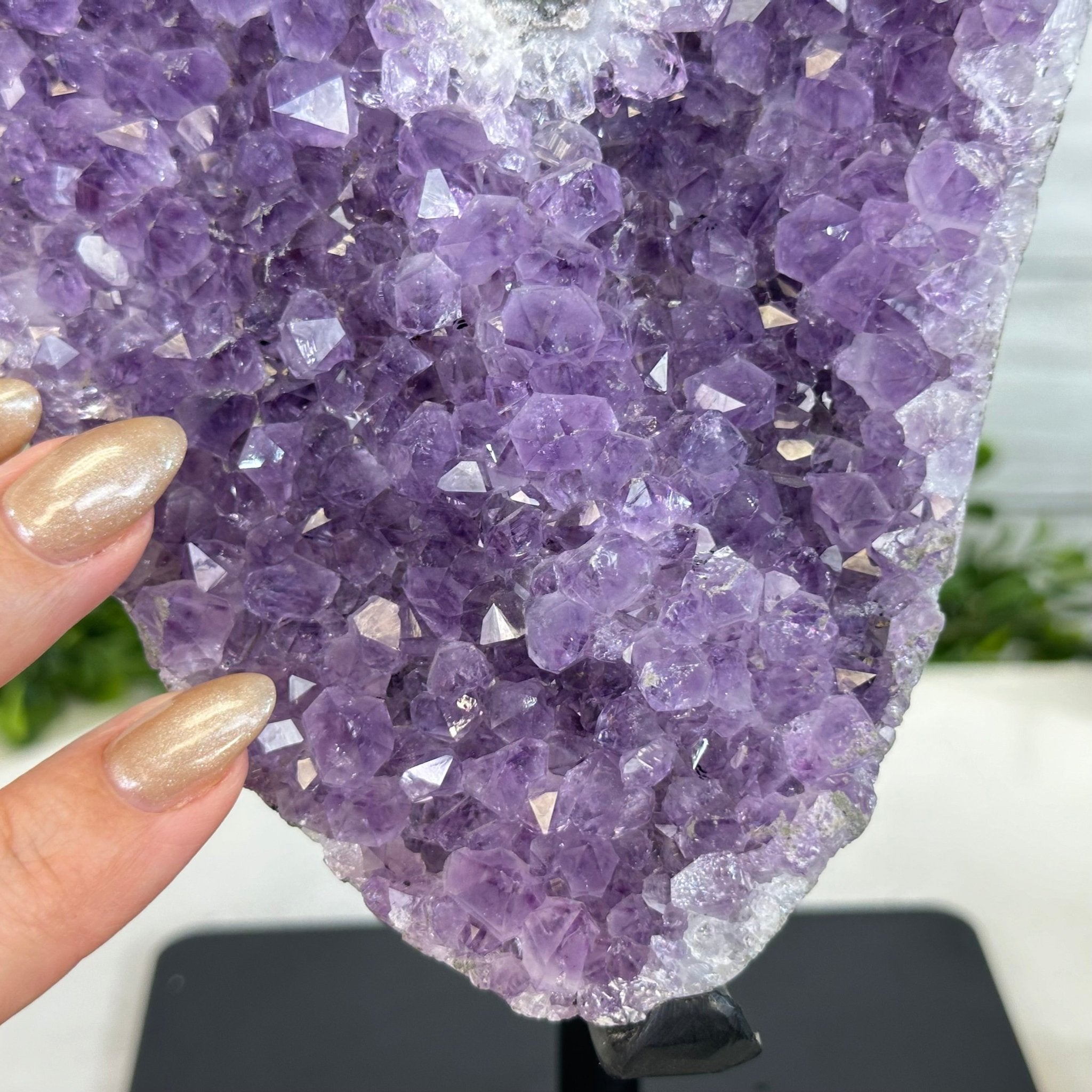 Quality Amethyst Cluster on a Metal Base, 13.9 lbs & 13.6" Tall #5491 - 0052 - Brazil GemsBrazil GemsQuality Amethyst Cluster on a Metal Base, 13.9 lbs & 13.6" Tall #5491 - 0052Clusters on Fixed Bases5491 - 0052