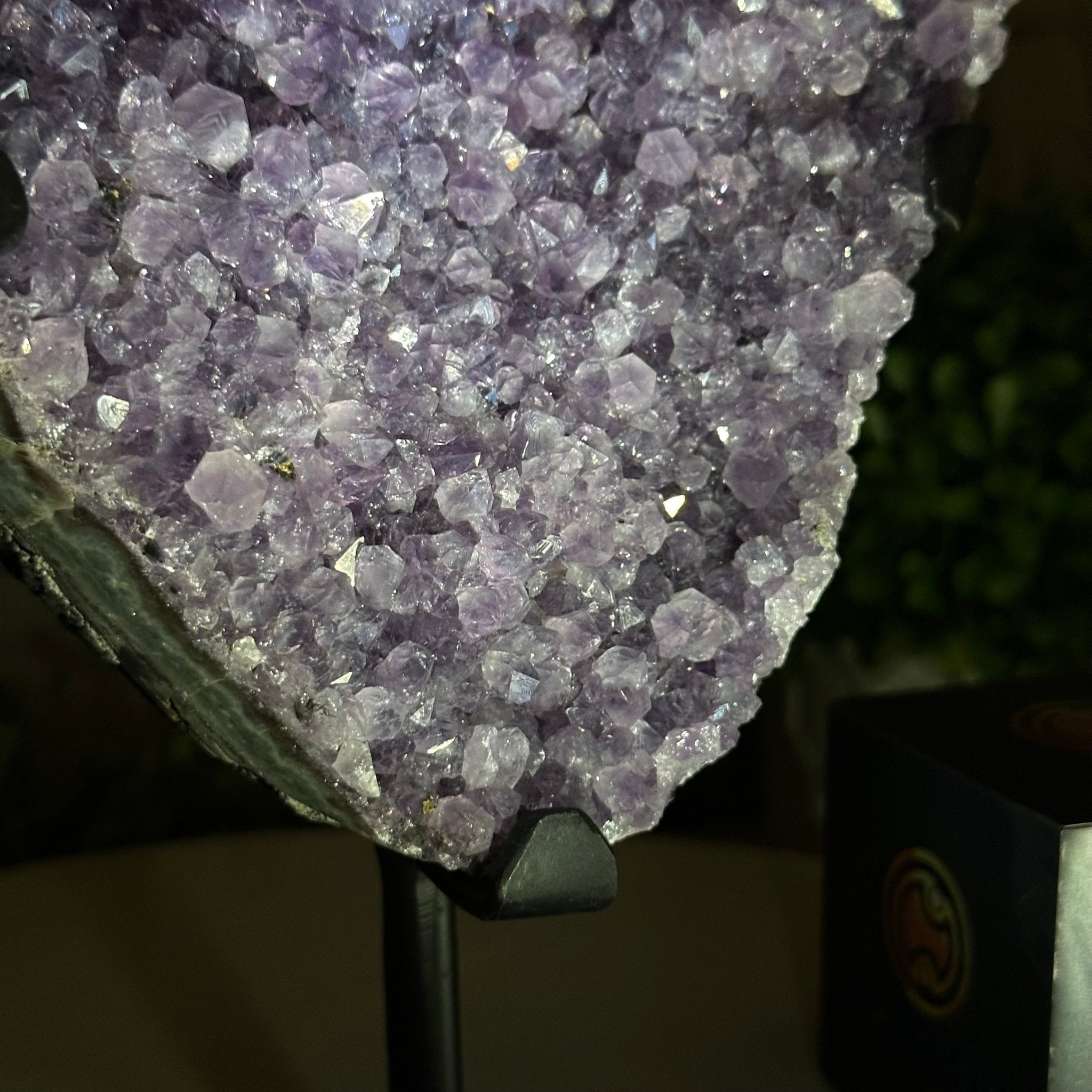 Quality Amethyst Cluster on a Metal Base, 7.2 lbs & 9.75" Tall #5491 - 0055 - Brazil GemsBrazil GemsQuality Amethyst Cluster on a Metal Base, 7.2 lbs & 9.75" Tall #5491 - 0055Clusters on Fixed Bases5491 - 0055