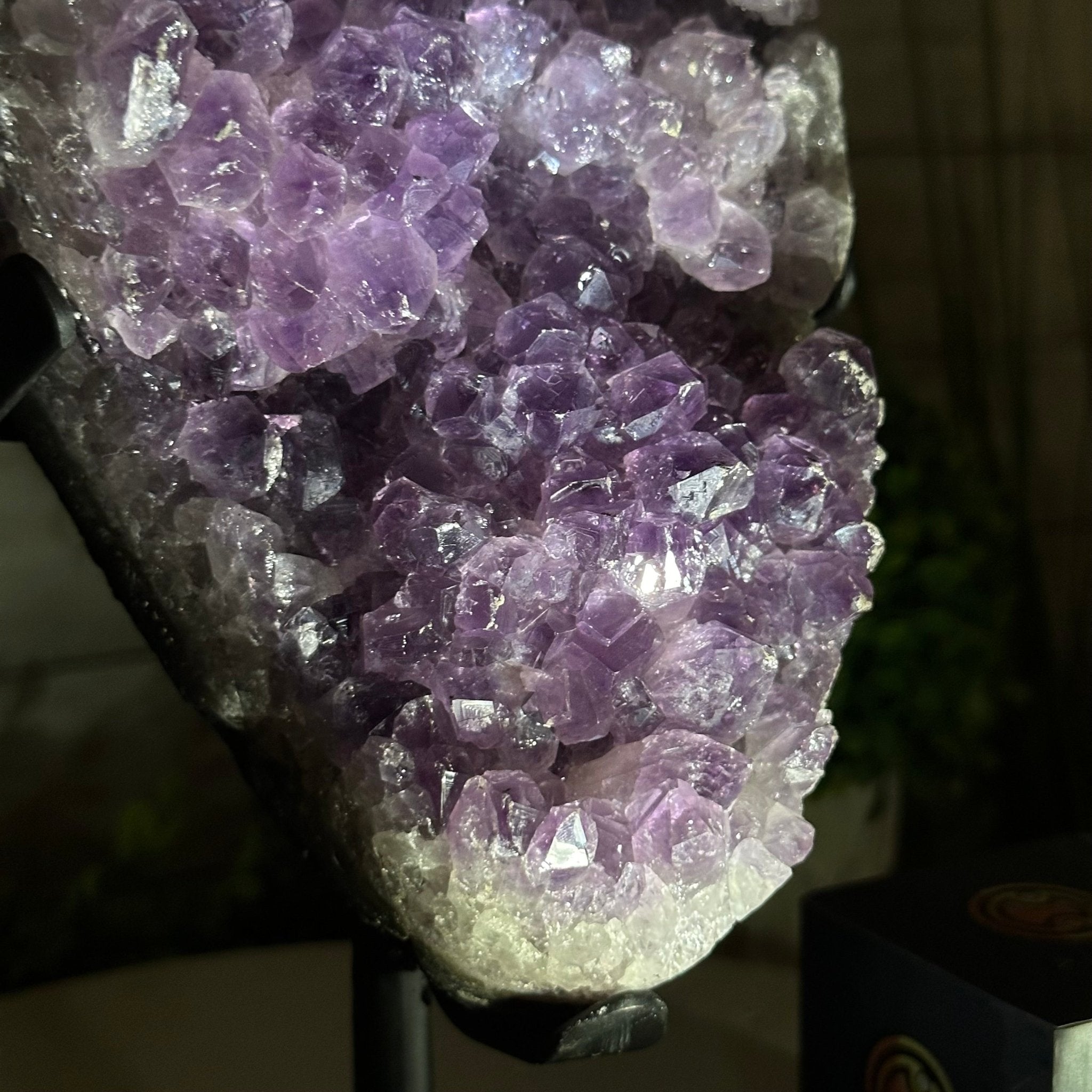 Quality Amethyst Cluster on a Metal Base, 9.3 lbs & 12.5" Tall #5491 - 0051 - Brazil GemsBrazil GemsQuality Amethyst Cluster on a Metal Base, 9.3 lbs & 12.5" Tall #5491 - 0051Clusters on Fixed Bases5491 - 0051