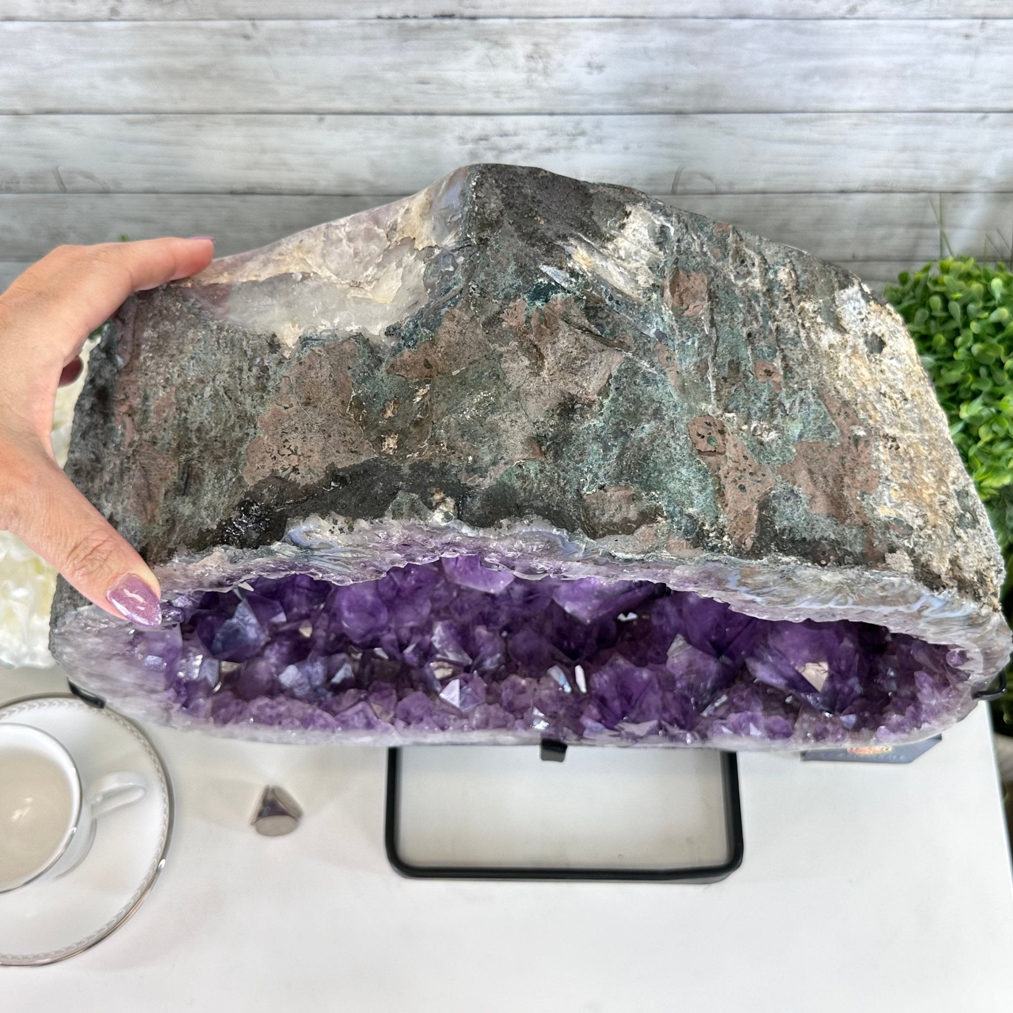 Quality Amethyst Portal, Metal Stand, 45.8 lbs & 15.8" Tall #5604 - 0115 - Brazil GemsBrazil GemsQuality Amethyst Portal, Metal Stand, 45.8 lbs & 15.8" Tall #5604 - 0115Portals on Rotating Bases5604 - 0115