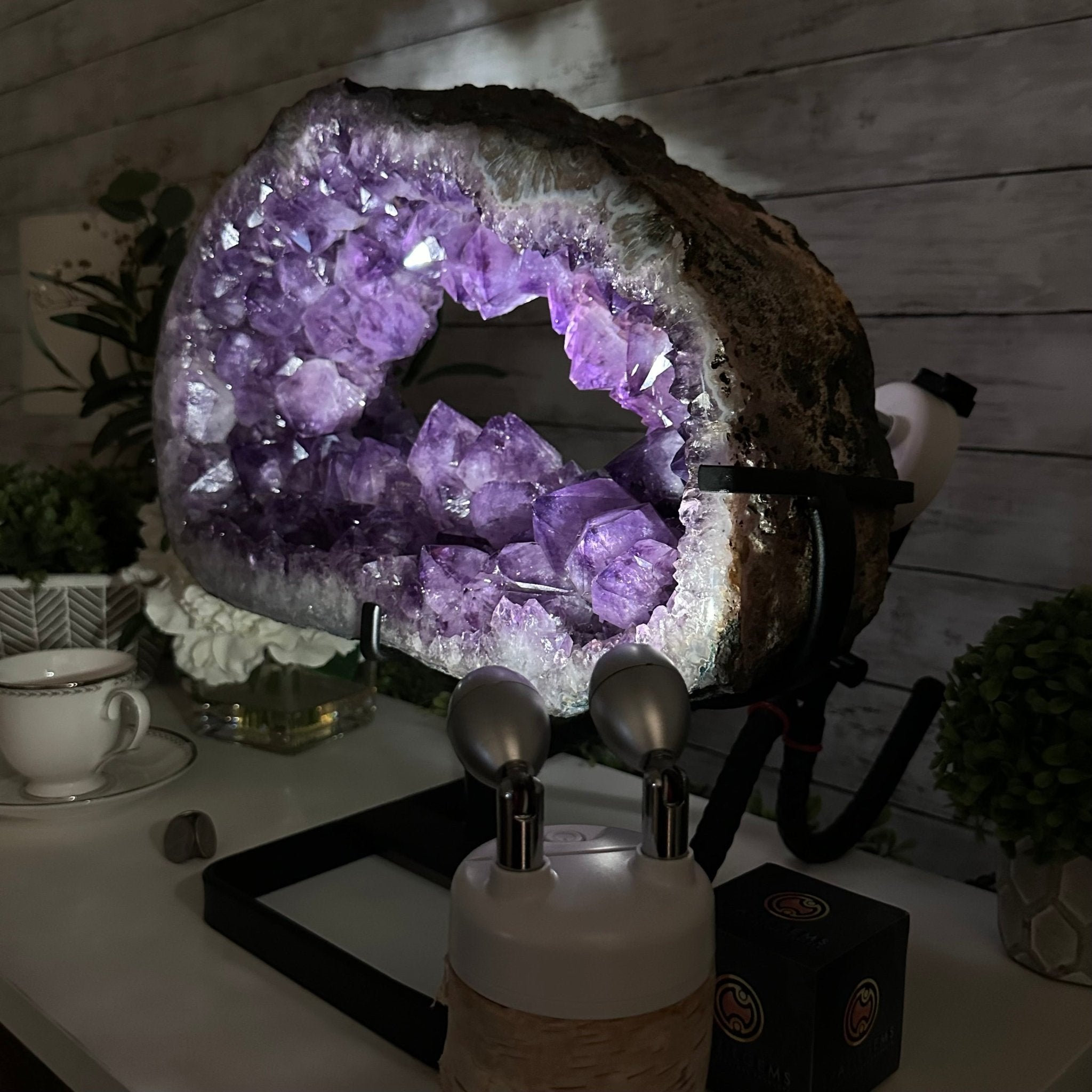 Quality Amethyst Portal, Metal Stand, 45.8 lbs & 15.8" Tall #5604 - 0115 - Brazil GemsBrazil GemsQuality Amethyst Portal, Metal Stand, 45.8 lbs & 15.8" Tall #5604 - 0115Portals on Rotating Bases5604 - 0115