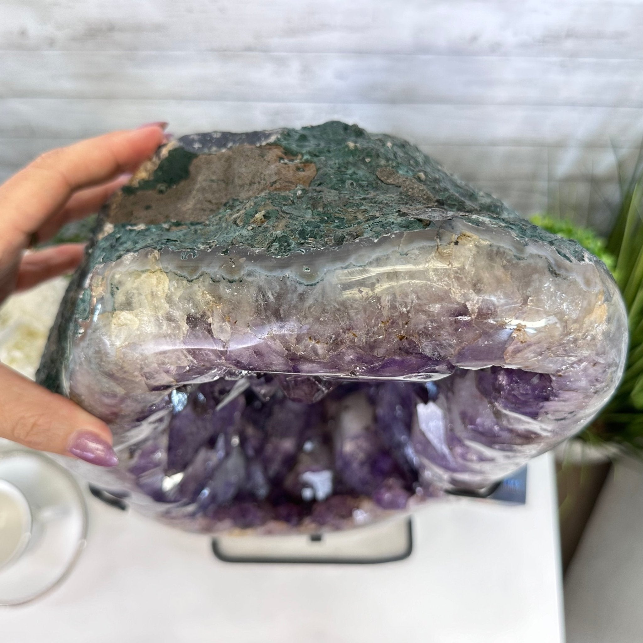 Quality Amethyst Portal, Metal Stand, 56.1 lbs & 23.3" Tall #5604 - 0116 - Brazil GemsBrazil GemsQuality Amethyst Portal, Metal Stand, 56.1 lbs & 23.3" Tall #5604 - 0116Portals on Rotating Bases5604 - 0116