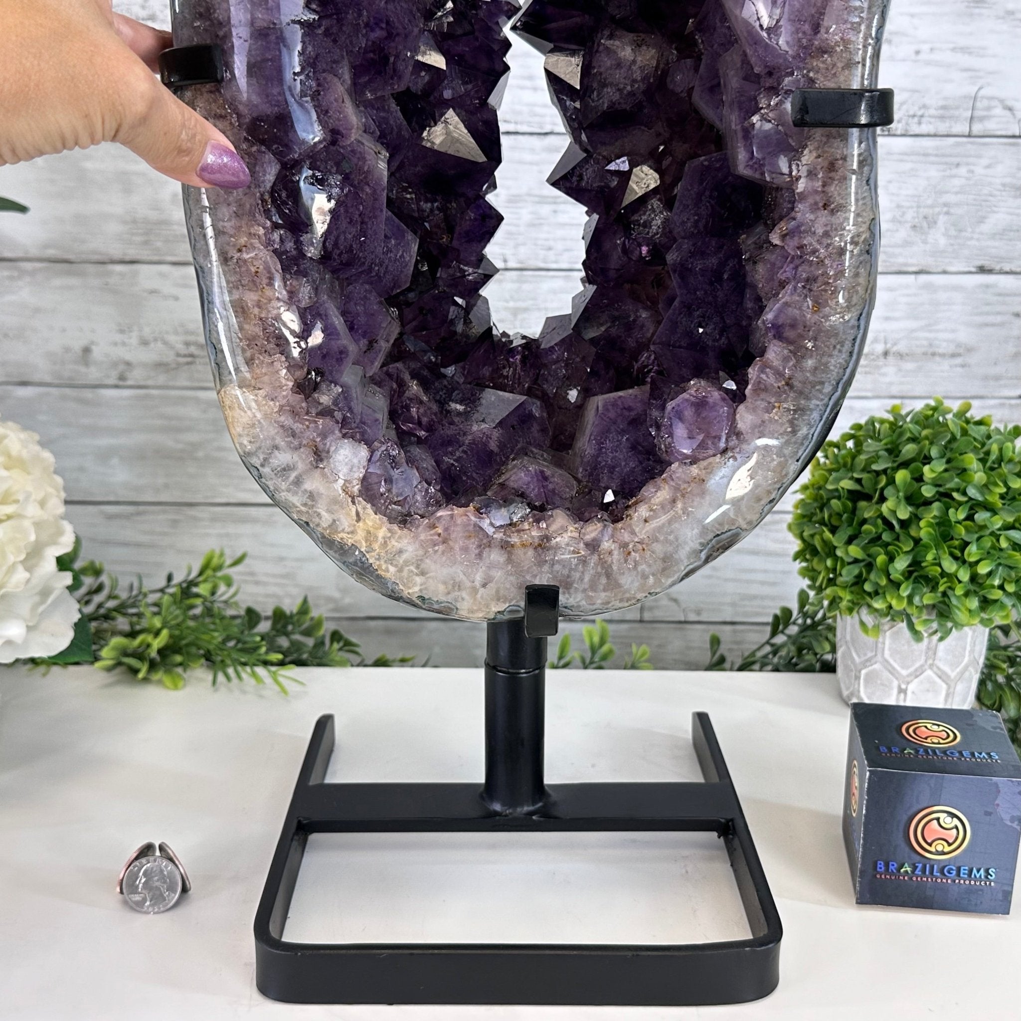 Quality Amethyst Portal, Metal Stand, 56.1 lbs & 23.3" Tall #5604 - 0116 - Brazil GemsBrazil GemsQuality Amethyst Portal, Metal Stand, 56.1 lbs & 23.3" Tall #5604 - 0116Portals on Rotating Bases5604 - 0116