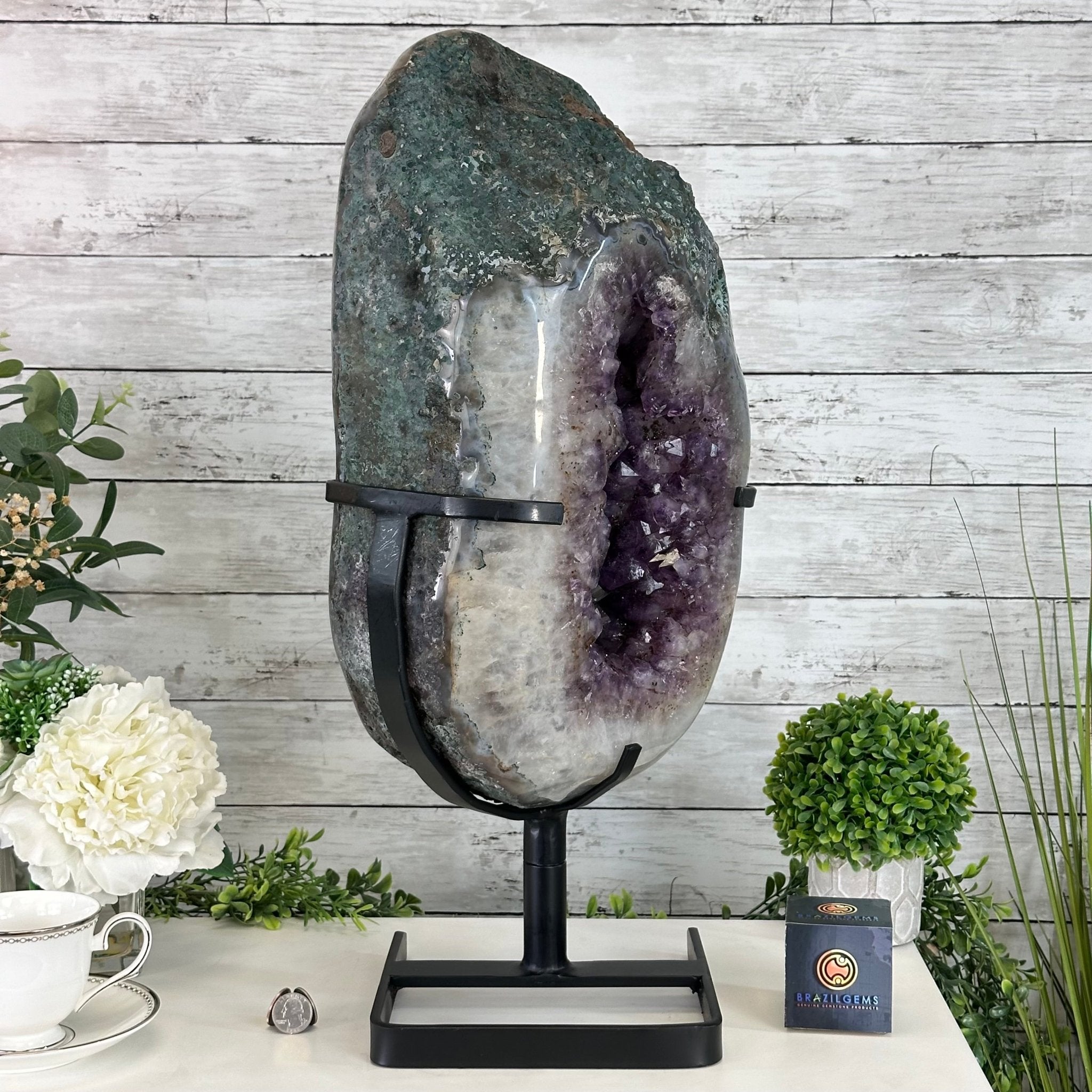 Quality Amethyst Portal, Metal Stand, 56.1 lbs & 23.3" Tall #5604 - 0116 - Brazil GemsBrazil GemsQuality Amethyst Portal, Metal Stand, 56.1 lbs & 23.3" Tall #5604 - 0116Portals on Rotating Bases5604 - 0116