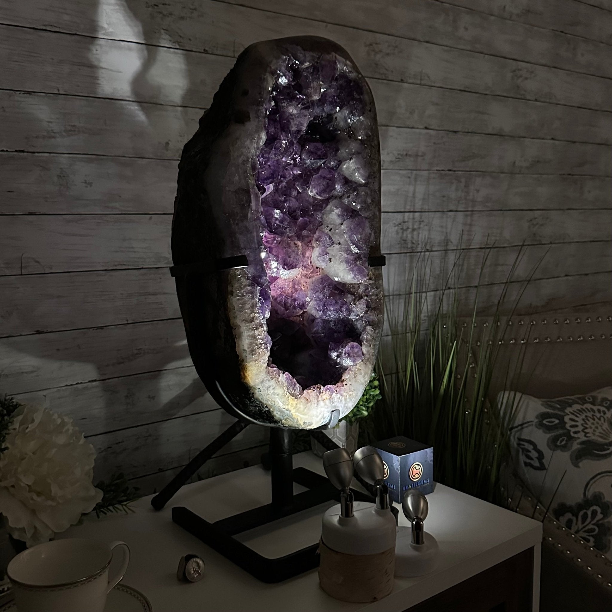 Quality Amethyst Portal, Metal Stand, 56.1 lbs & 23.3" Tall #5604 - 0116 - Brazil GemsBrazil GemsQuality Amethyst Portal, Metal Stand, 56.1 lbs & 23.3" Tall #5604 - 0116Portals on Rotating Bases5604 - 0116