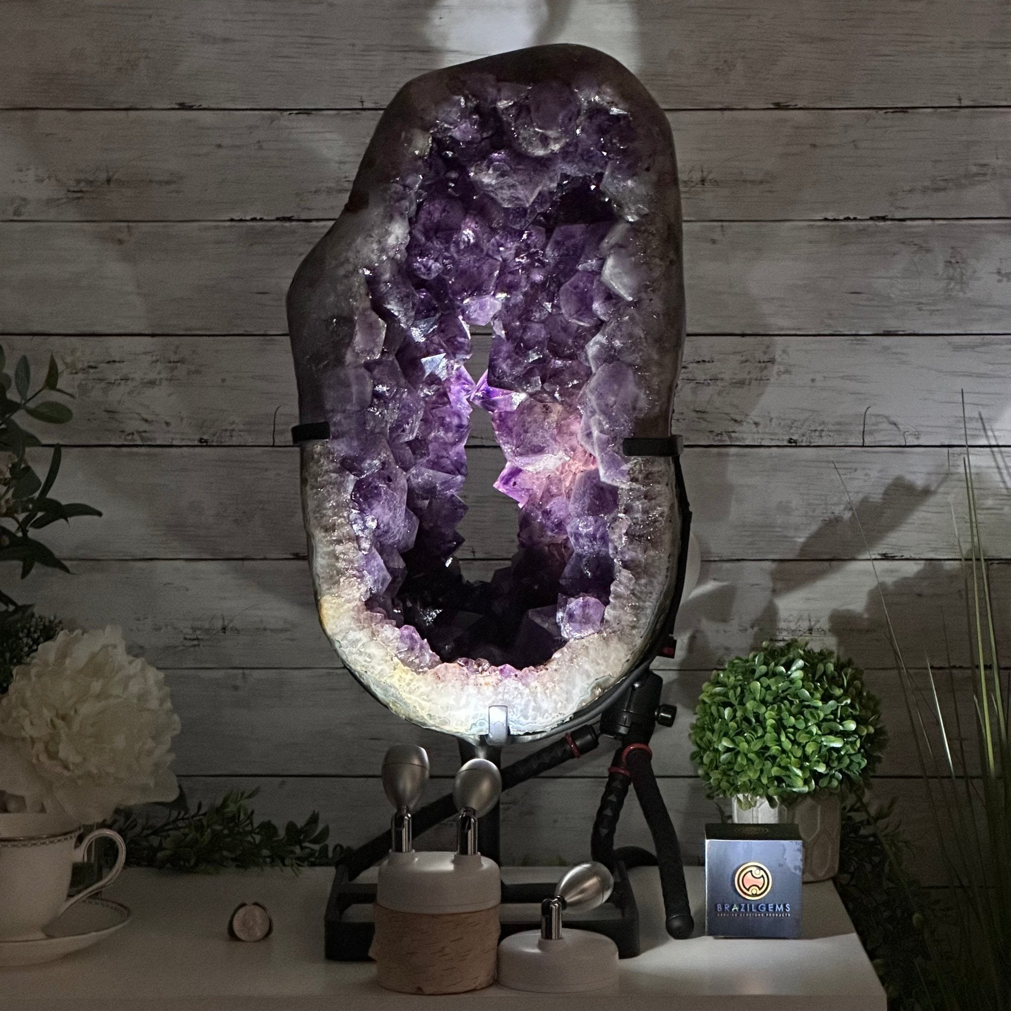 Quality Amethyst Portal, Metal Stand, 56.1 lbs & 23.3" Tall #5604 - 0116 - Brazil GemsBrazil GemsQuality Amethyst Portal, Metal Stand, 56.1 lbs & 23.3" Tall #5604 - 0116Portals on Rotating Bases5604 - 0116