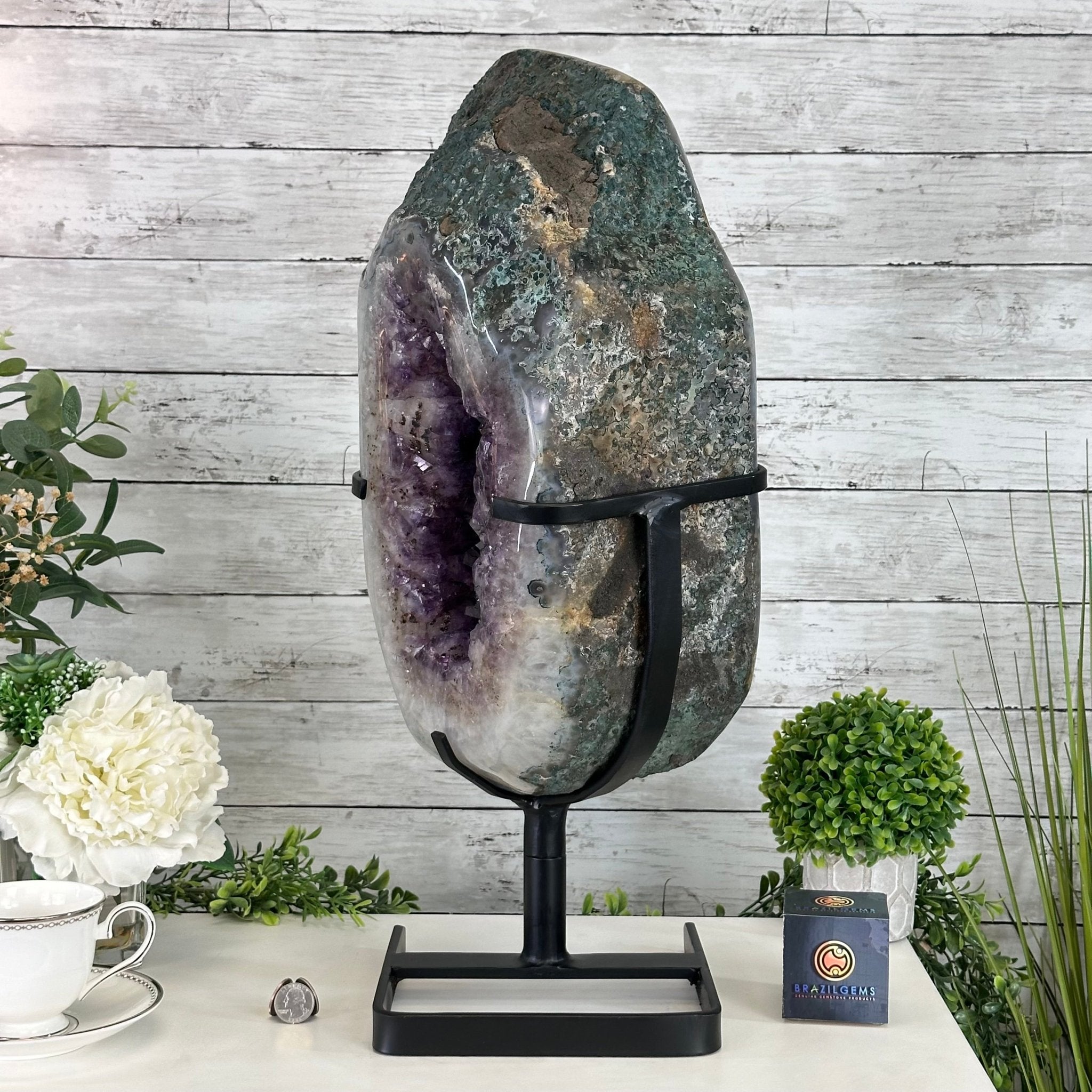 Quality Amethyst Portal, Metal Stand, 56.1 lbs & 23.3" Tall #5604 - 0116 - Brazil GemsBrazil GemsQuality Amethyst Portal, Metal Stand, 56.1 lbs & 23.3" Tall #5604 - 0116Portals on Rotating Bases5604 - 0116