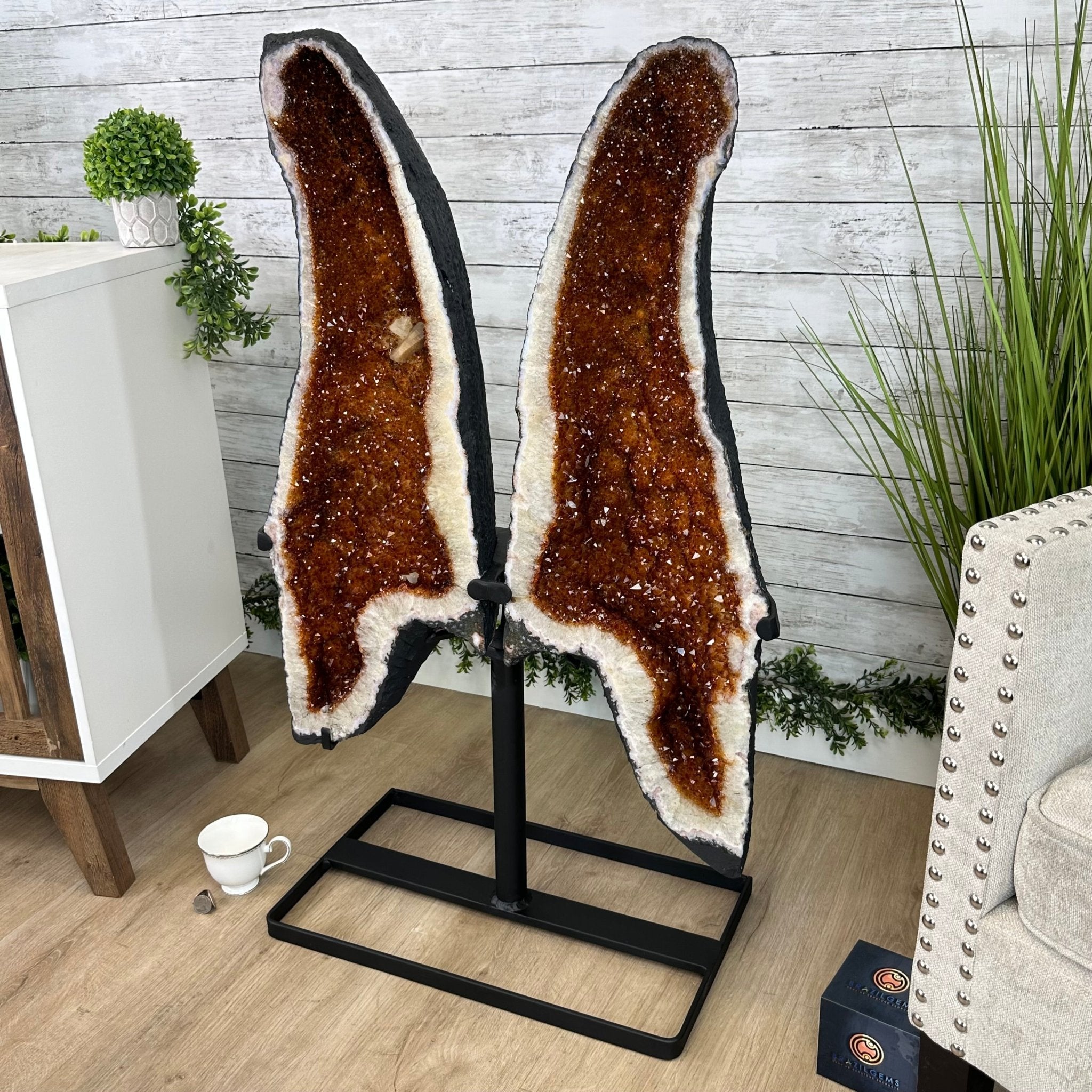 Quality Citrine Butterfly Wings, Metal Stand, 152 lbs & 40.5" Tall #5498 - 0008 - Brazil GemsBrazil GemsQuality Citrine Butterfly Wings, Metal Stand, 152 lbs & 40.5" Tall #5498 - 0008Citrine Butterfly Wings5498 - 0008