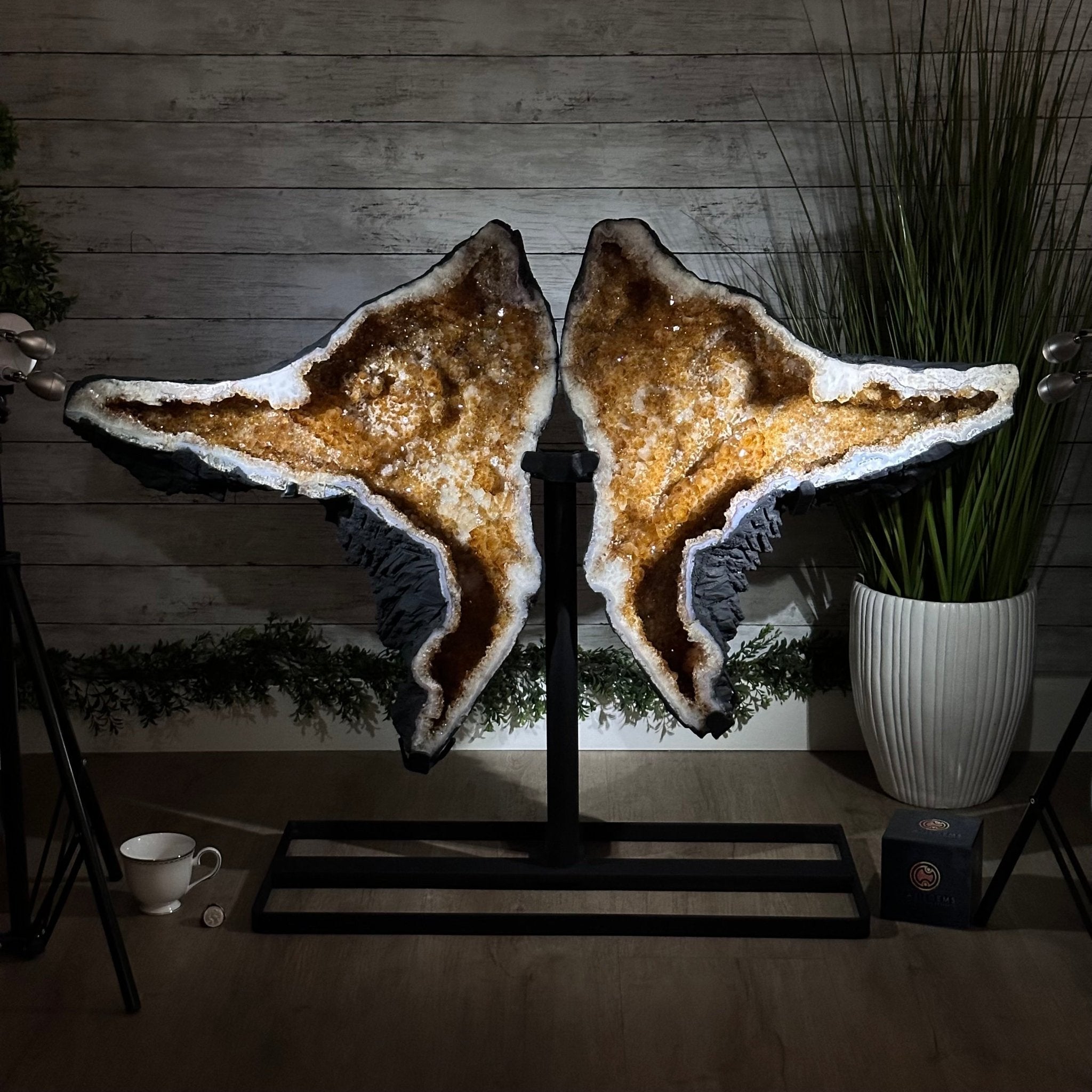 Quality Citrine Butterfly Wings, Metal Stand, 96 lbs & 32" Tall #5498 - 0009 - Brazil GemsBrazil GemsQuality Citrine Butterfly Wings, Metal Stand, 96 lbs & 32" Tall #5498 - 0009Citrine Butterfly Wings5498 - 0009