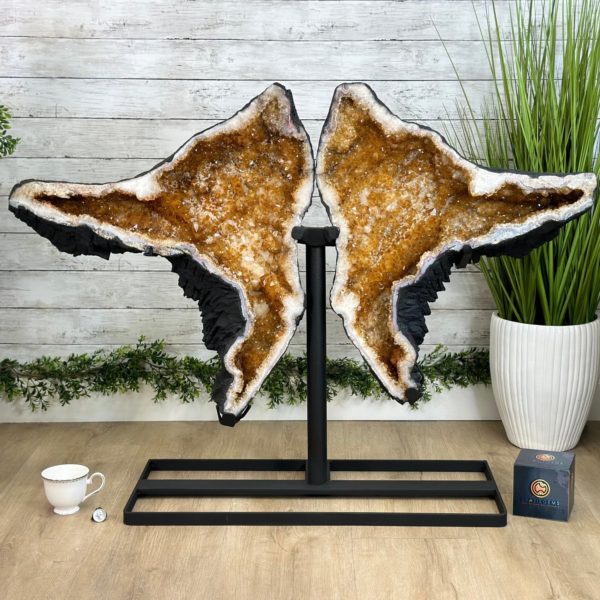 Quality Citrine Butterfly Wings, Metal Stand, 96 lbs & 32" Tall #5498 - 0009 - Brazil GemsBrazil GemsQuality Citrine Butterfly Wings, Metal Stand, 96 lbs & 32" Tall #5498 - 0009Citrine Butterfly Wings5498 - 0009