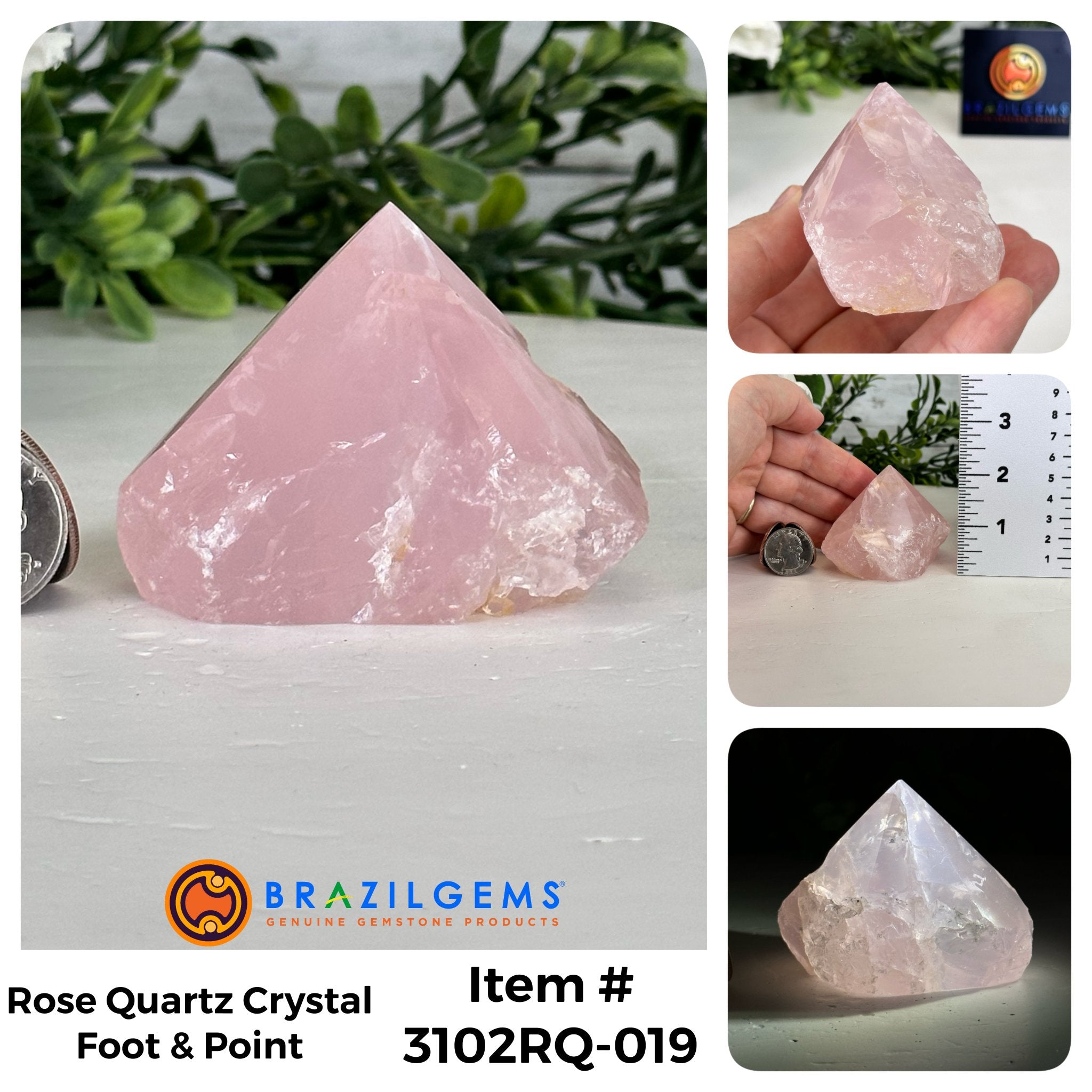 Quality Rose Quartz Crystal Foot & Points, Various Options #3102RQ - Brazil GemsBrazil GemsQuality Rose Quartz Crystal Foot & Points, Various Options #3102RQCrystal Points3102RQ-019