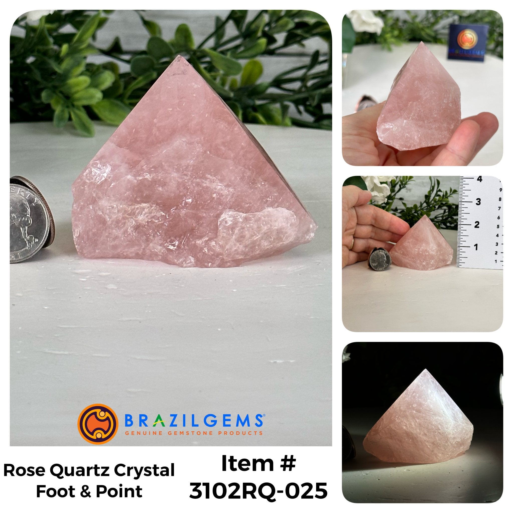 Quality Rose Quartz Crystal Foot & Points, Various Options #3102RQ - Brazil GemsBrazil GemsQuality Rose Quartz Crystal Foot & Points, Various Options #3102RQCrystal Points3102RQ-025