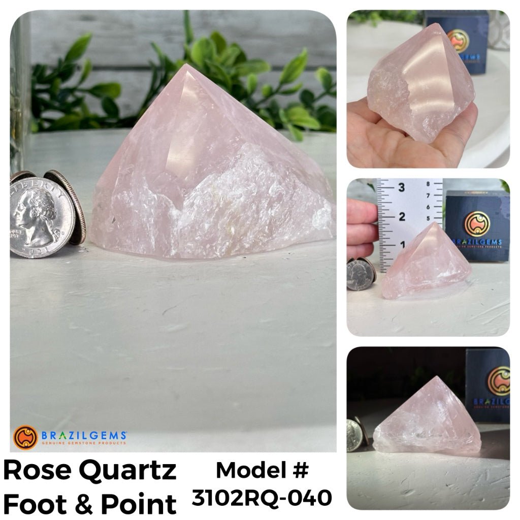 Quality Rose Quartz Crystal Foot & Points, Various Options #3102RQ - Brazil GemsBrazil GemsQuality Rose Quartz Crystal Foot & Points, Various Options #3102RQCrystal Points3102RQ-040