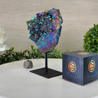 Rainbow Aura Amethyst Cluster on a Metal Stand, 2 lbs & 7.1" Tall #5490AMRA - 036 - Brazil GemsBrazil GemsRainbow Aura Amethyst Cluster on a Metal Stand, 2 lbs & 7.1" Tall #5490AMRA - 036Clusters on Fixed Bases5490AMRA - 036