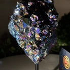 Rainbow Aura Amethyst Cluster on a Metal Stand, 2 lbs & 7.1" Tall #5490AMRA - 036 - Brazil GemsBrazil GemsRainbow Aura Amethyst Cluster on a Metal Stand, 2 lbs & 7.1" Tall #5490AMRA - 036Clusters on Fixed Bases5490AMRA - 036