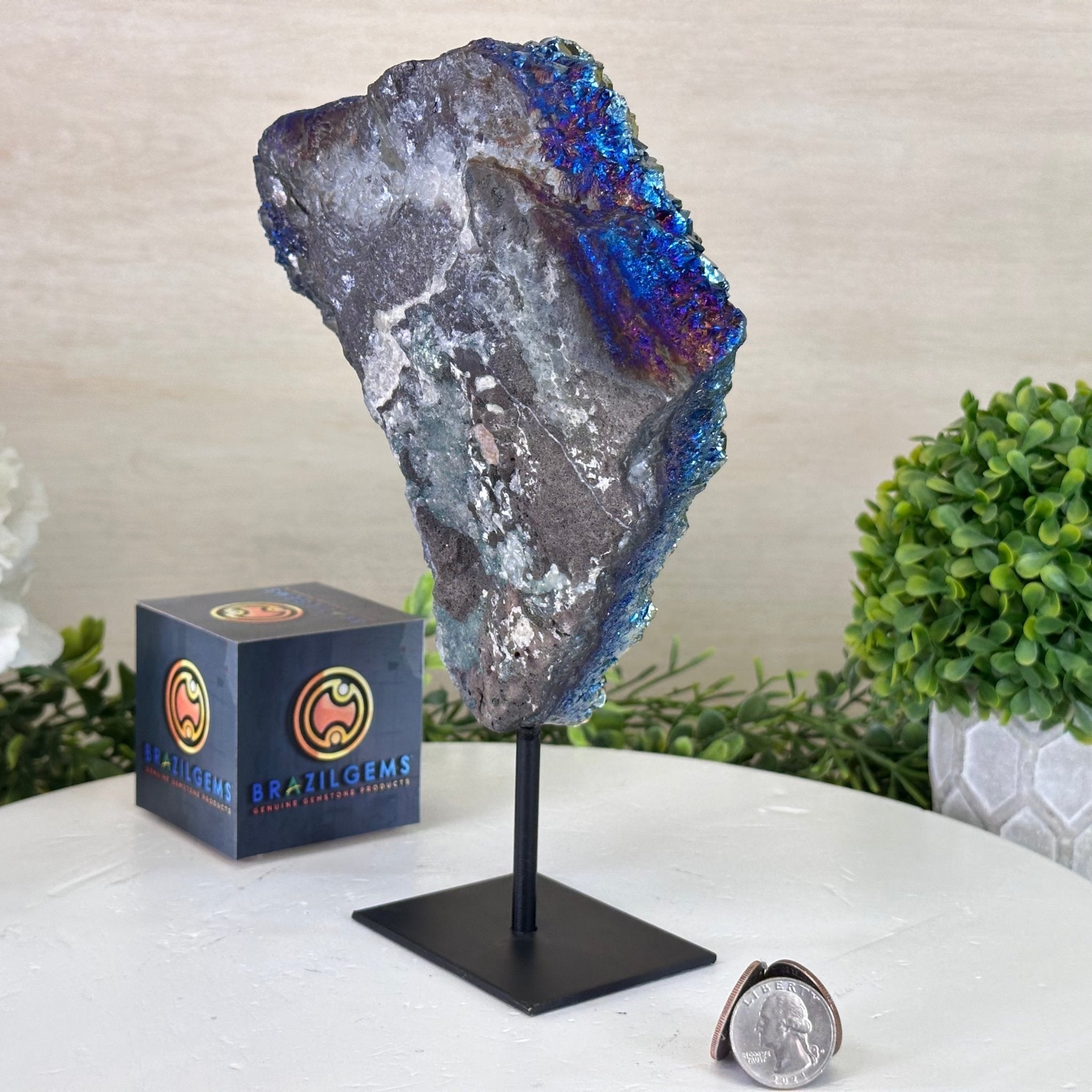 Rainbow Aura Amethyst Cluster on Metal Stand, 5.4 lbs & 9.2" Tall #5490AMRA - 037 - Brazil GemsBrazil GemsRainbow Aura Amethyst Cluster on Metal Stand, 5.4 lbs & 9.2" Tall #5490AMRA - 037Clusters on Fixed Bases5490AMRA - 037