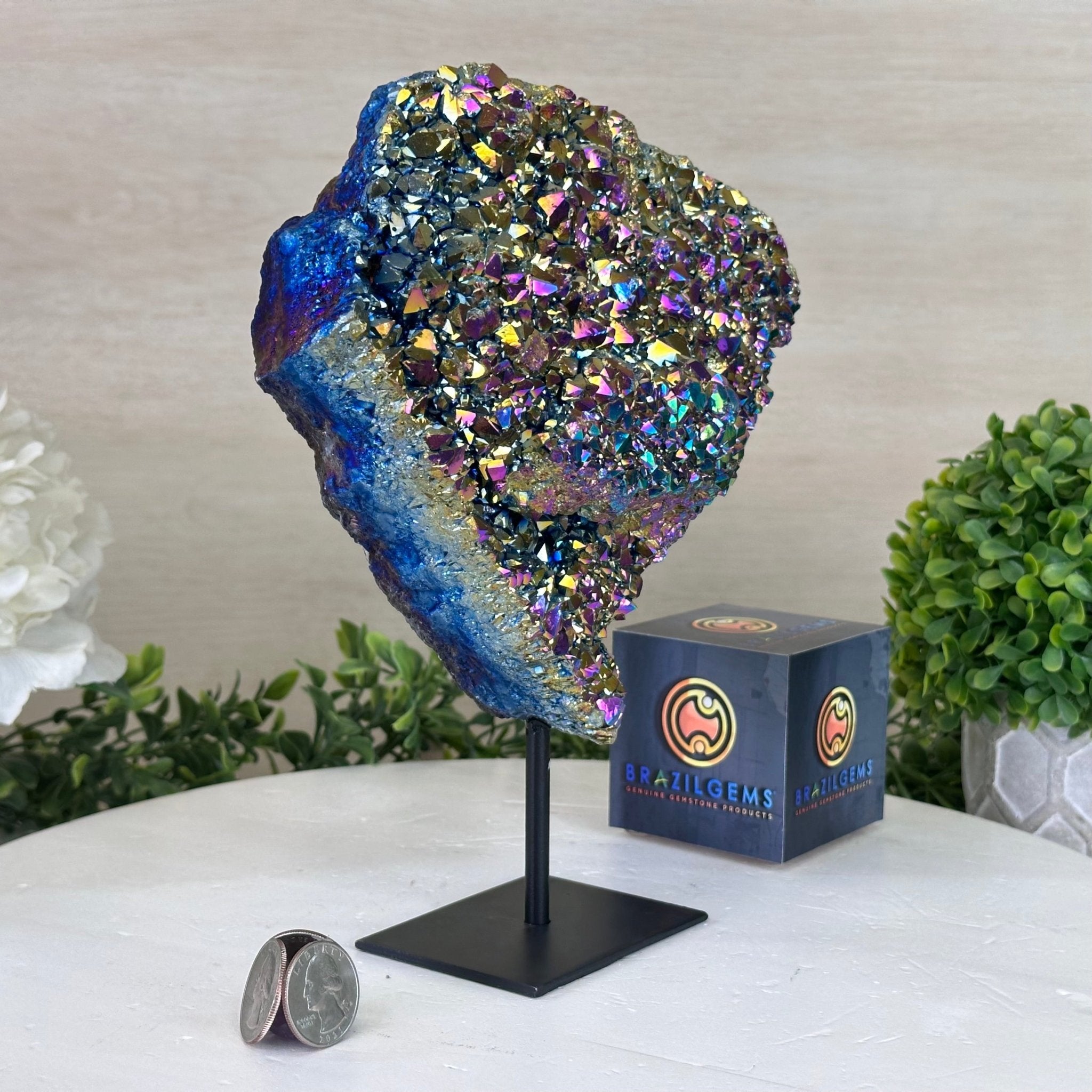 Rainbow Aura Amethyst Cluster on Metal Stand, 5.4 lbs & 9.2" Tall #5490AMRA - 037 - Brazil GemsBrazil GemsRainbow Aura Amethyst Cluster on Metal Stand, 5.4 lbs & 9.2" Tall #5490AMRA - 037Clusters on Fixed Bases5490AMRA - 037