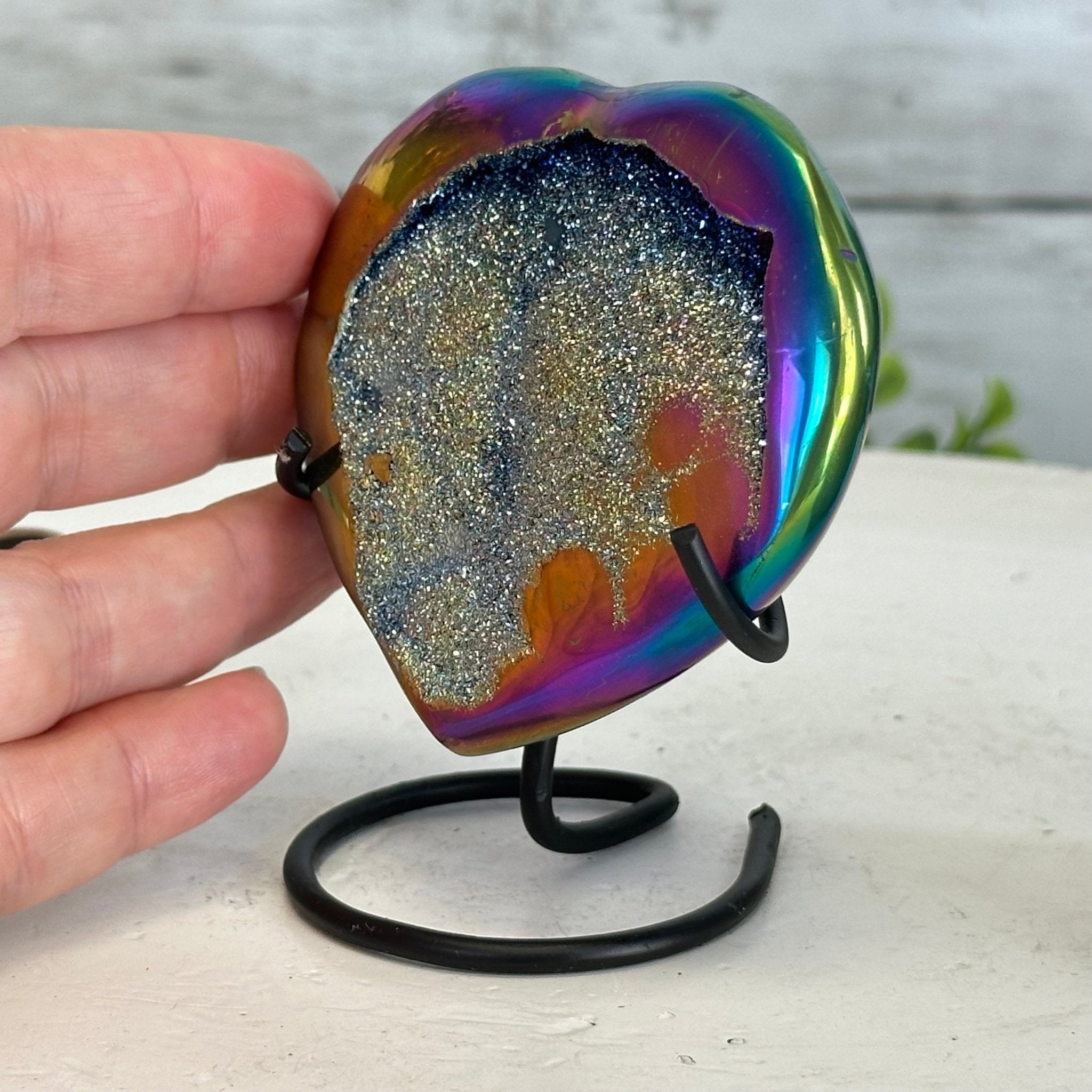 Rainbow Aura Quartz Heart For Sale by Brazil Gems® #5463RA-013