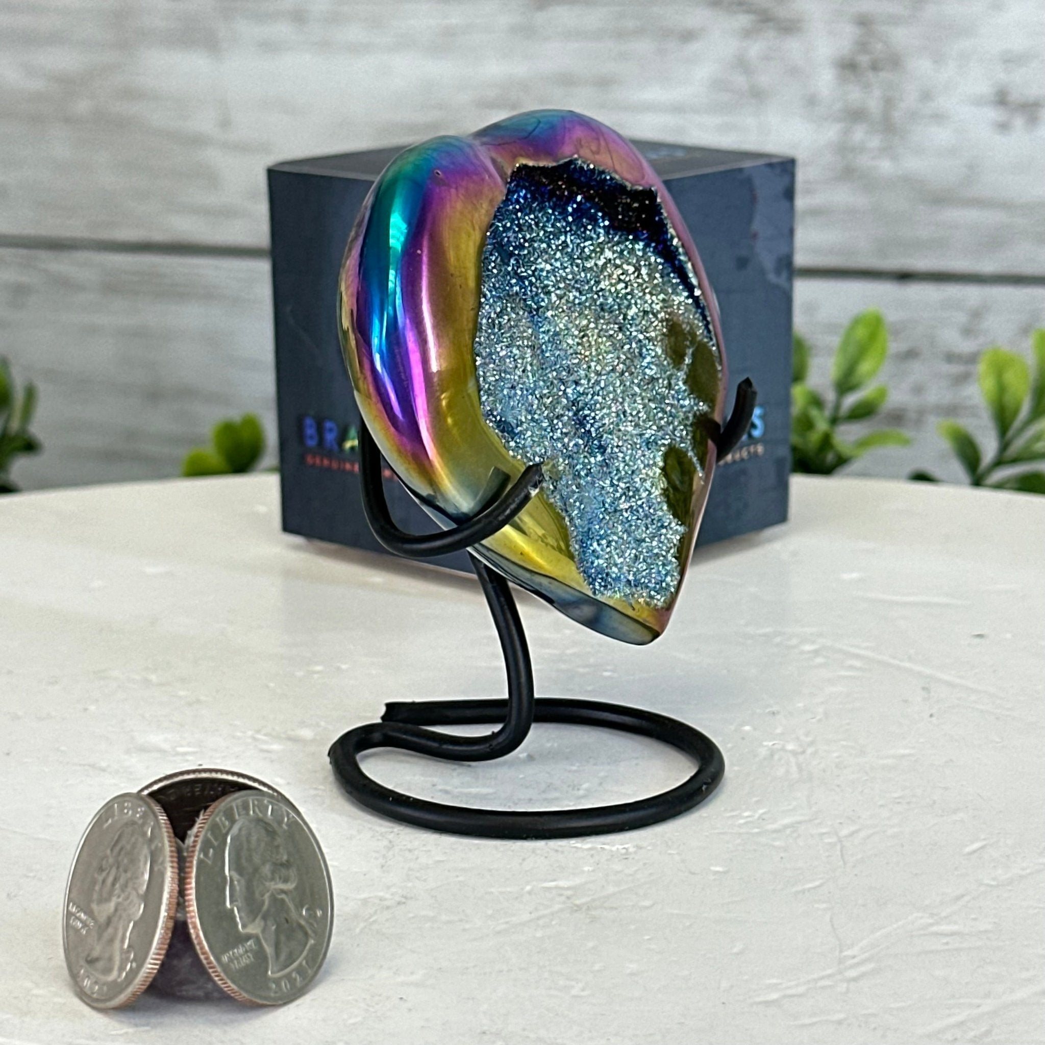 Rainbow Aura Quartz Heart For Sale by Brazil Gems® #5463RA-013