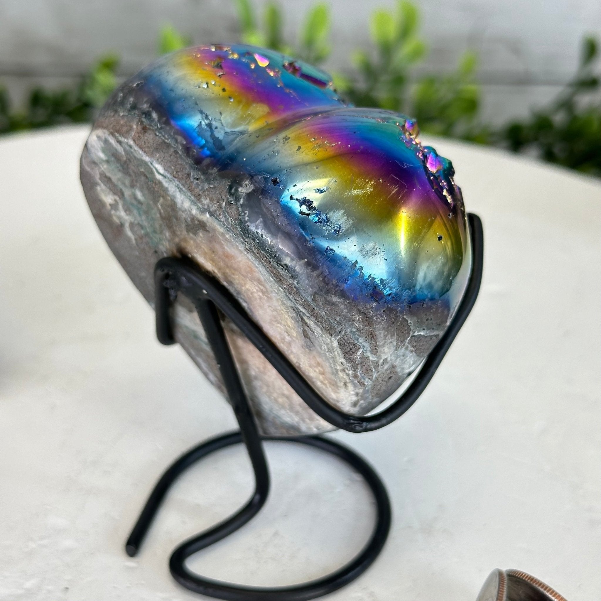 Rainbow Aura Quartz Heart For Sale by Brazil Gems® #5463RA