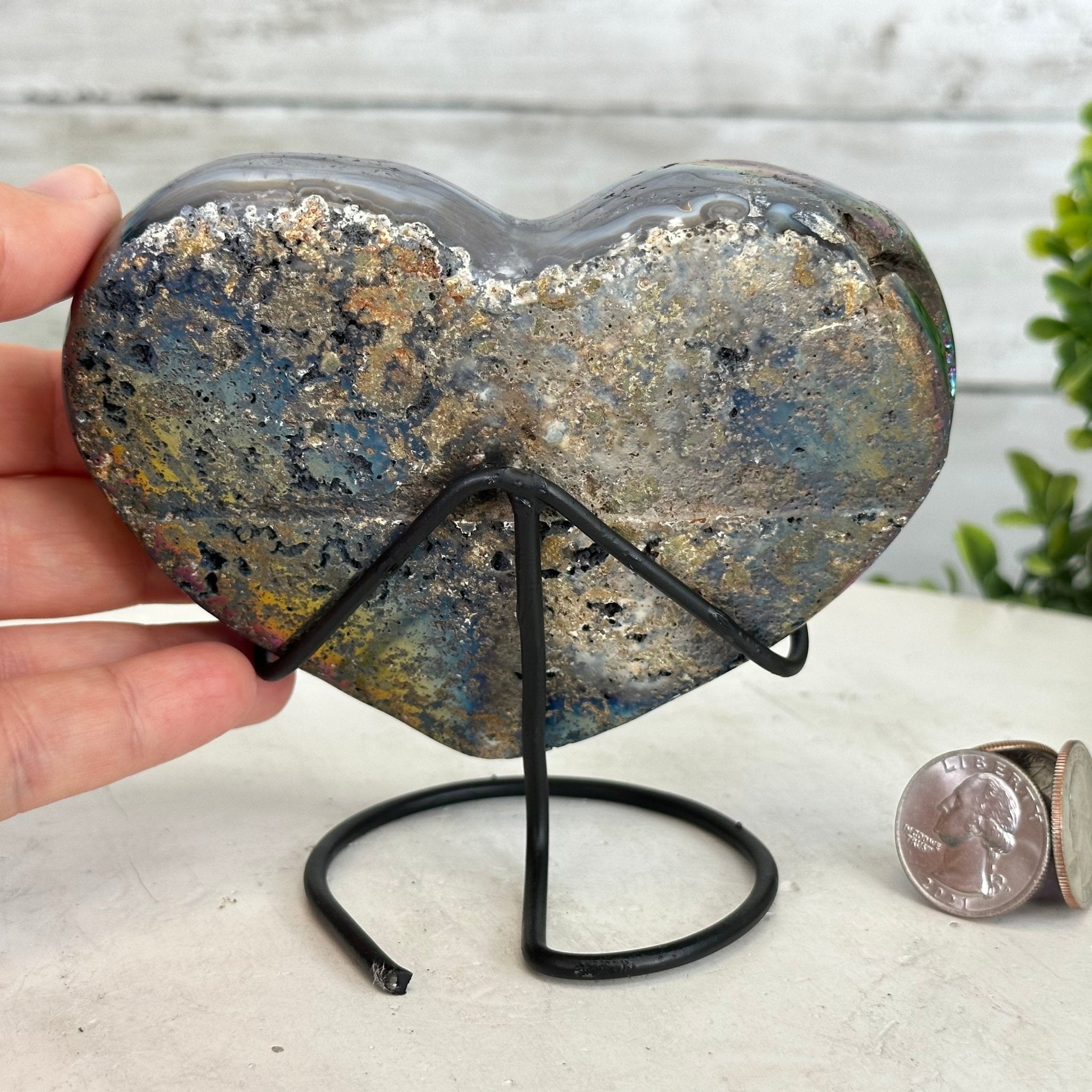 Rainbow Aura Quartz Heart by Brazil Gems® Model #5463AU-010