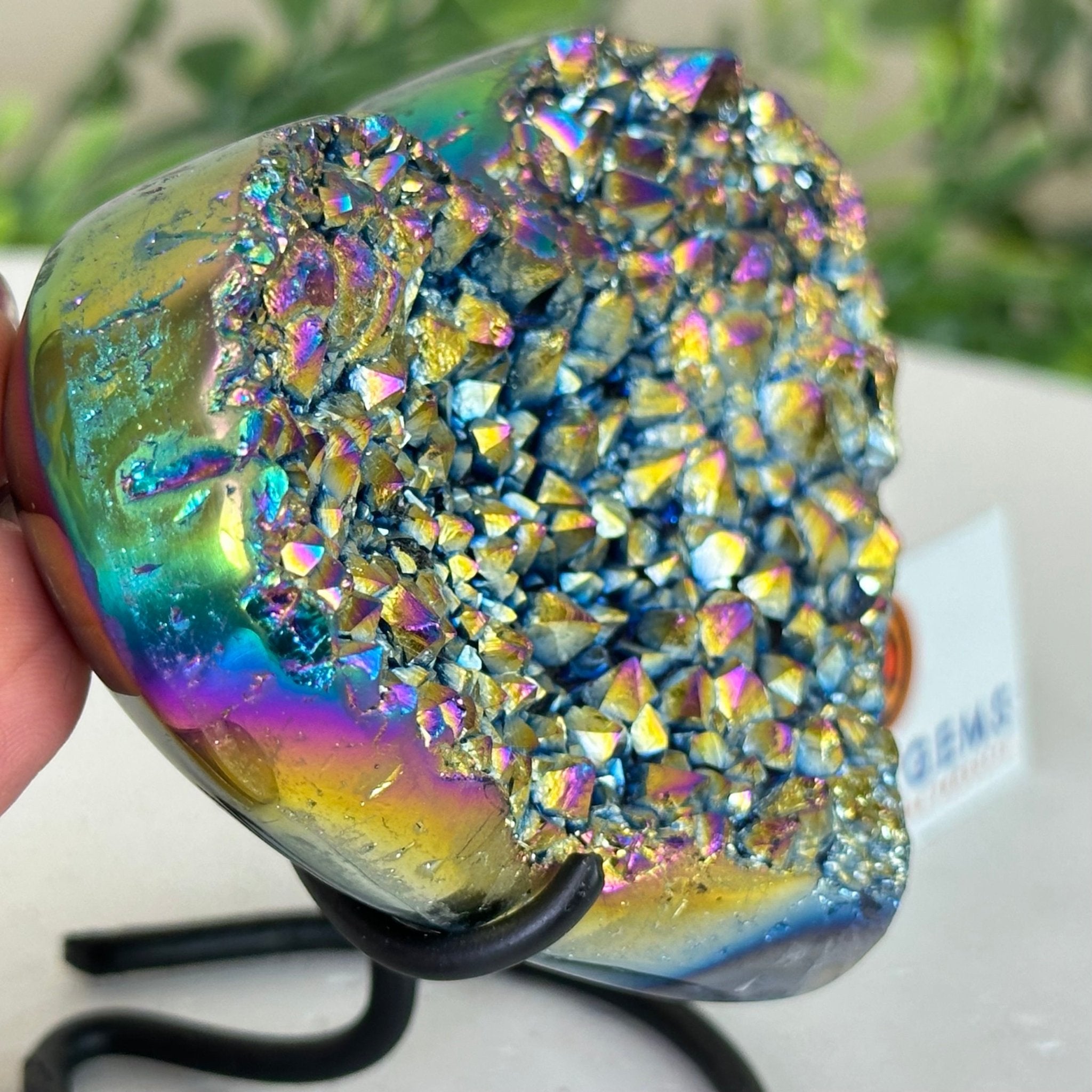 Rainbow Aura Quartz Heart on a Metal Stand, 0.4 lbs & 3.2" Tall #5463RA - 028 - Brazil GemsBrazil GemsRainbow Aura Quartz Heart on a Metal Stand, 0.4 lbs & 3.2" Tall #5463RA - 028Hearts5463RA - 028