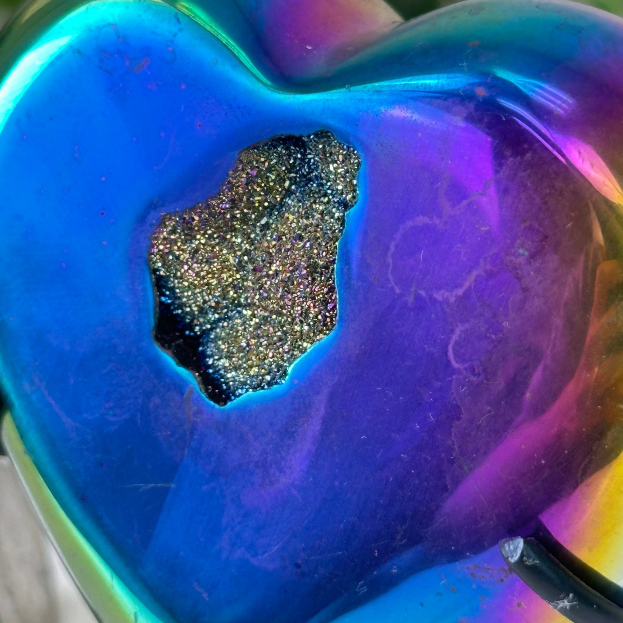 Rainbow Aura Quartz Heart on a Metal Stand, 0.6 lbs & 3.5" Tall #5463RA - 034 - Brazil GemsBrazil GemsRainbow Aura Quartz Heart on a Metal Stand, 0.6 lbs & 3.5" Tall #5463RA - 034Hearts5463RA - 034