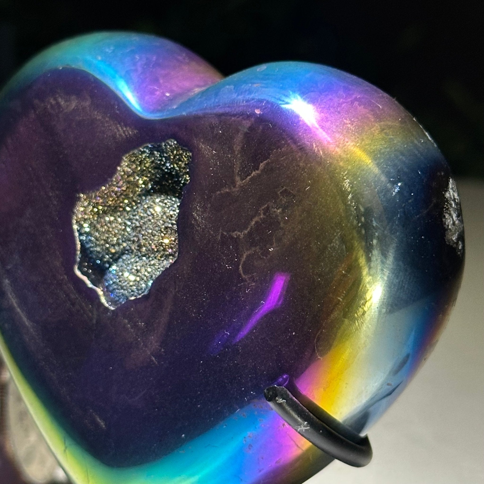 Rainbow Aura Quartz Heart on a Metal Stand, 0.6 lbs & 3.5" Tall #5463RA - 034 - Brazil GemsBrazil GemsRainbow Aura Quartz Heart on a Metal Stand, 0.6 lbs & 3.5" Tall #5463RA - 034Hearts5463RA - 034