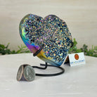 Rainbow Aura Quartz Heart on a Metal Stand, 0.8 lbs & 4.2" Tall #5463RA - 040 - Brazil GemsBrazil GemsRainbow Aura Quartz Heart on a Metal Stand, 0.8 lbs & 4.2" Tall #5463RA - 040Hearts5463RA - 040