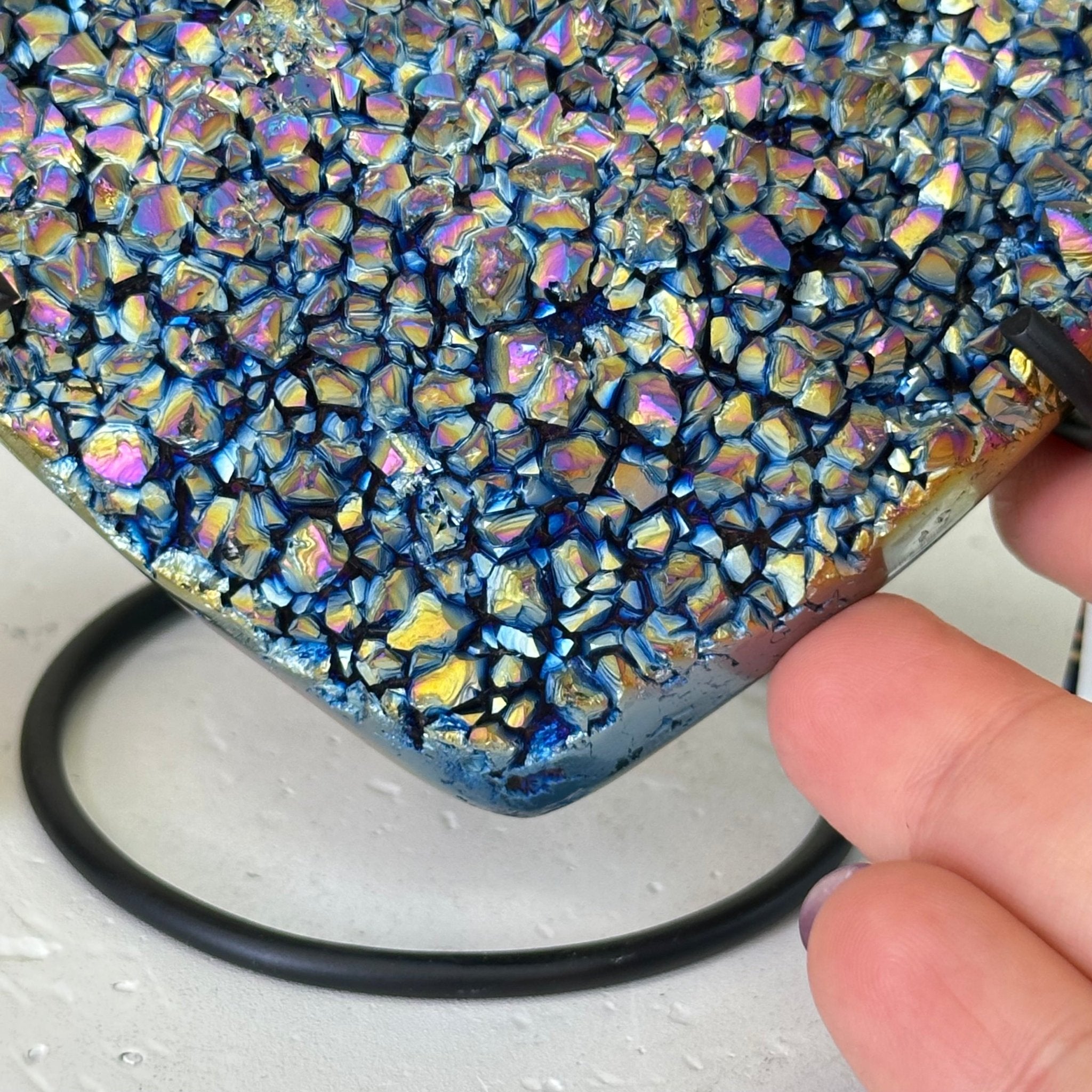 ❤　13.16㌌　✨✨オパール✨✨ Rainbow Aura Quartz Heart For Sale by Brazil Gems® #5463RA-013