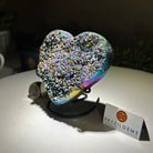 Rainbow Aura Quartz Heart on a Metal Stand, 0.8 lbs & 4.2" Tall #5463RA - 040 - Brazil GemsBrazil GemsRainbow Aura Quartz Heart on a Metal Stand, 0.8 lbs & 4.2" Tall #5463RA - 040Hearts5463RA - 040