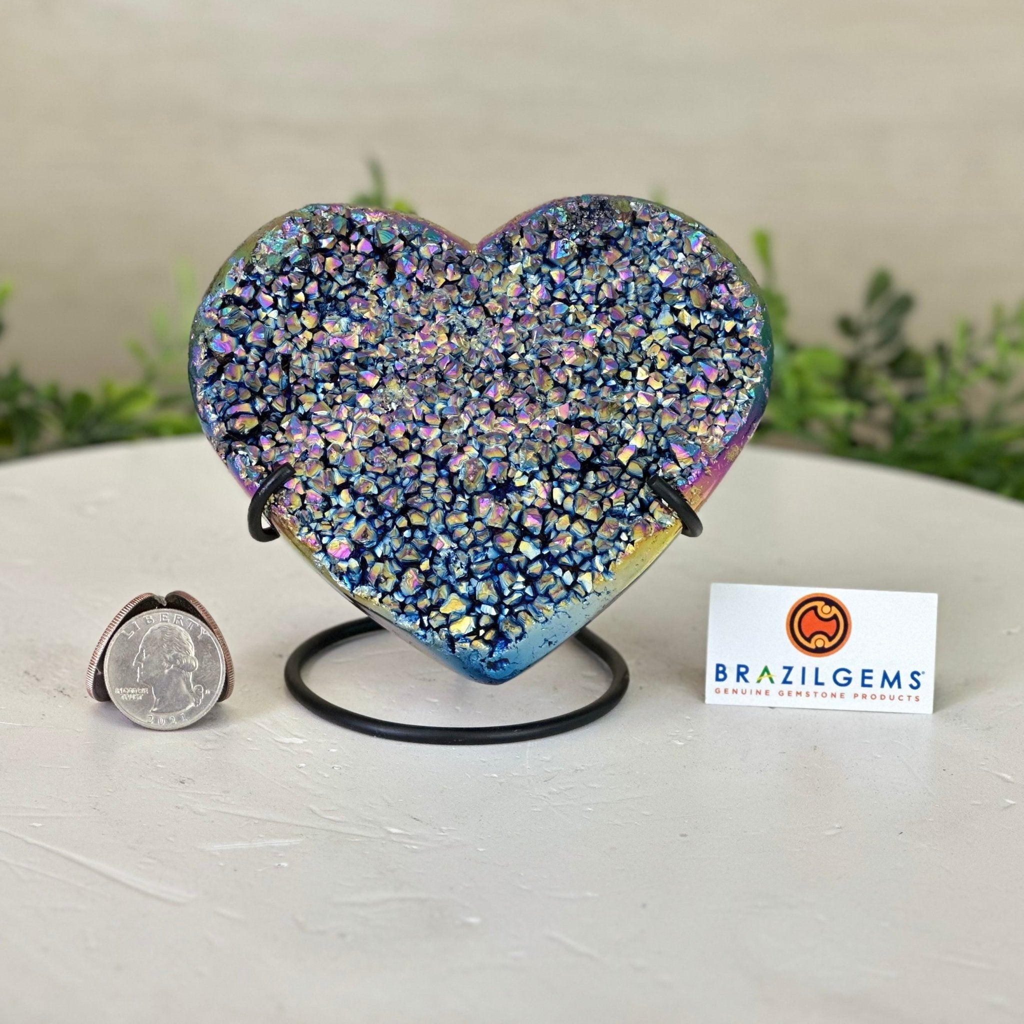 ❤　13.16㌌　✨✨オパール✨✨ Rainbow Aura Quartz Heart For Sale by Brazil Gems® #5463RA-013