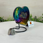 Rainbow Aura Quartz Heart on a Metal Stand, 0.9 lbs & 4.1" Tall #5463RA - 046 - Brazil GemsBrazil GemsRainbow Aura Quartz Heart on a Metal Stand, 0.9 lbs & 4.1" Tall #5463RA - 046Hearts5463RA - 046