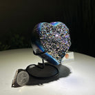 Rainbow Aura Quartz Heart on a Metal Stand, 1.1 lbs & 4.2" Tall #5463RA - 052 - Brazil GemsBrazil GemsRainbow Aura Quartz Heart on a Metal Stand, 1.1 lbs & 4.2" Tall #5463RA - 052Hearts5463RA - 052