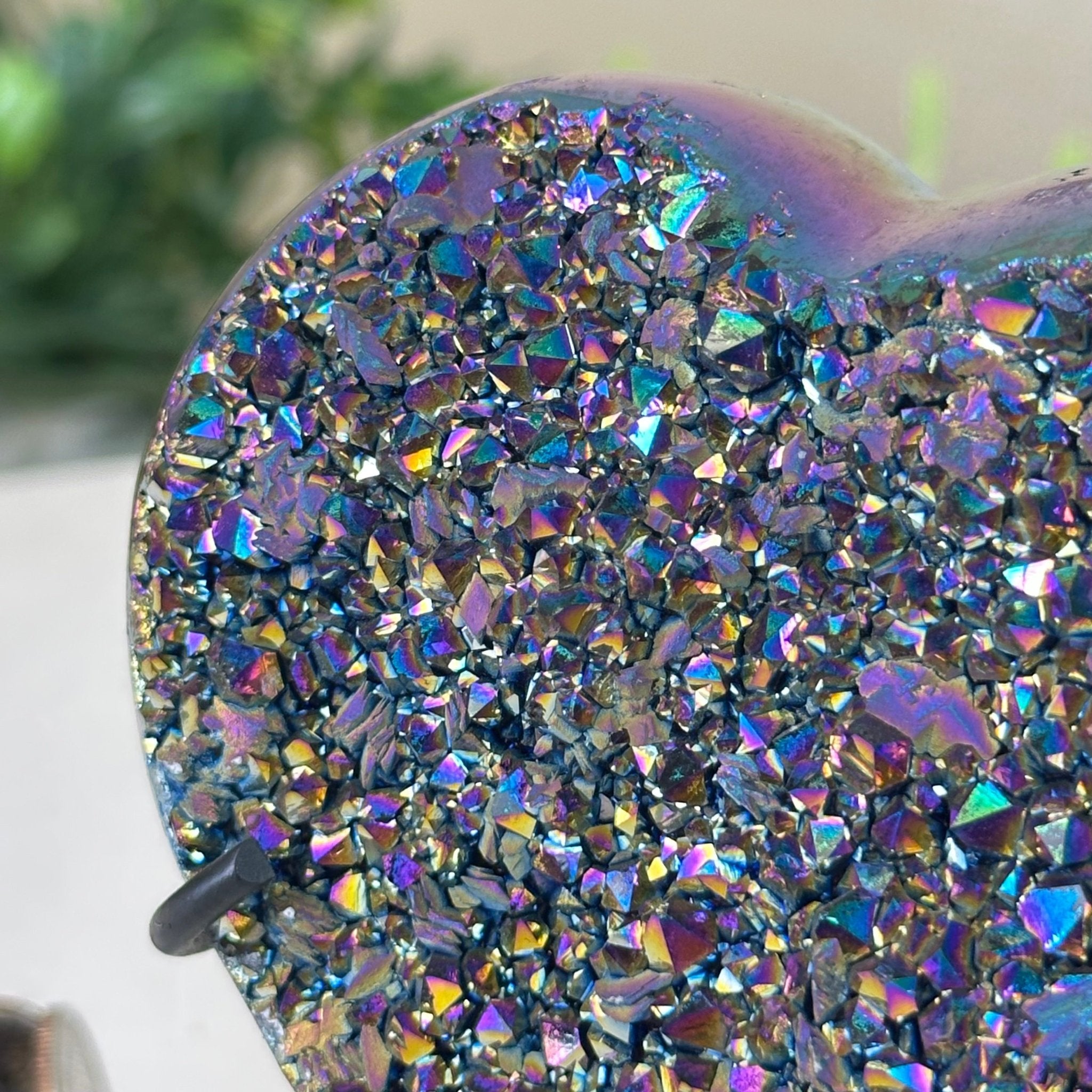 Rainbow Aura Quartz Heart on a Metal Stand, 1.1 lbs & 4.2" Tall #5463RA - 052 - Brazil GemsBrazil GemsRainbow Aura Quartz Heart on a Metal Stand, 1.1 lbs & 4.2" Tall #5463RA - 052Hearts5463RA - 052