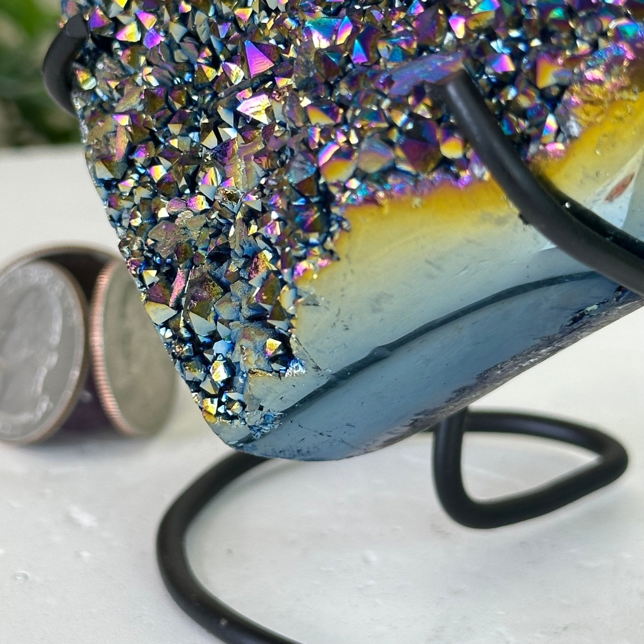 Rainbow Aura Quartz Heart on a Metal Stand, 1.1 lbs & 4.2" Tall #5463RA - 052 - Brazil GemsBrazil GemsRainbow Aura Quartz Heart on a Metal Stand, 1.1 lbs & 4.2" Tall #5463RA - 052Hearts5463RA - 052