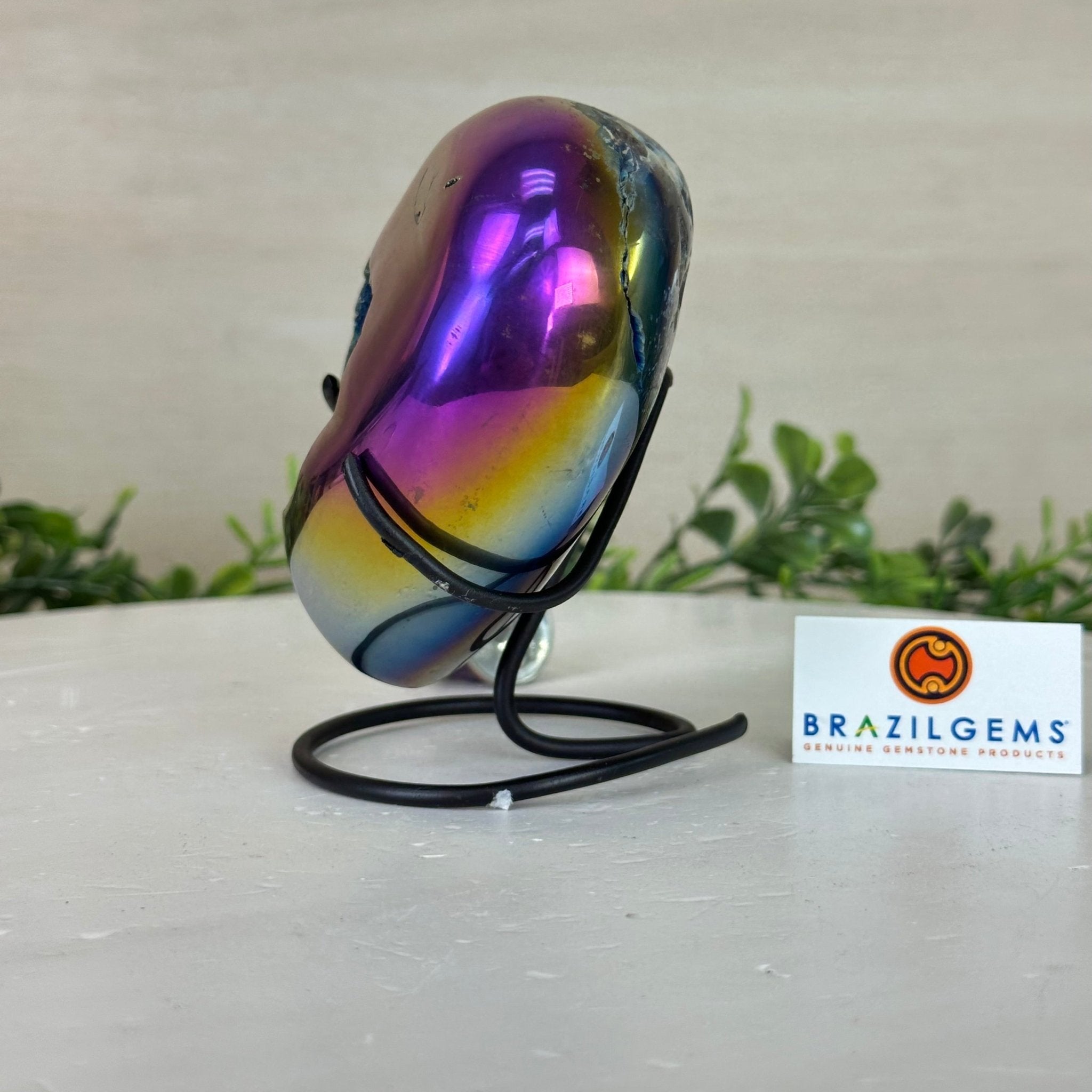 Rainbow Aura Quartz Heart on a Metal Stand, 1.5 lbs & 4.3" Tall #5463RA - 058 - Brazil GemsBrazil GemsRainbow Aura Quartz Heart on a Metal Stand, 1.5 lbs & 4.3" Tall #5463RA - 058Hearts5463RA - 058