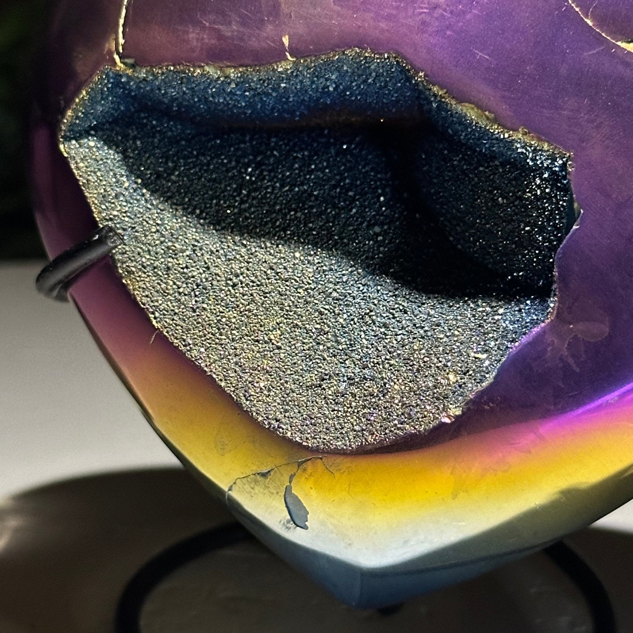 Rainbow Aura Quartz Heart on a Metal Stand, 1.5 lbs & 4.3" Tall #5463RA - 058 - Brazil GemsBrazil GemsRainbow Aura Quartz Heart on a Metal Stand, 1.5 lbs & 4.3" Tall #5463RA - 058Hearts5463RA - 058