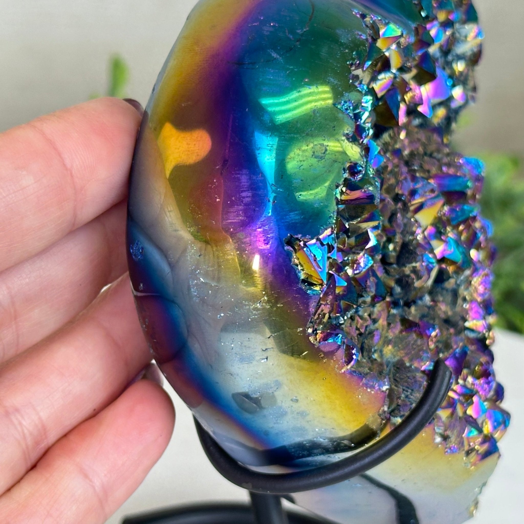 Rainbow Aura Quartz Heart on a Metal Stand, 2.2 lbs & 5.5" Tall #5463RA - 059 - Brazil GemsBrazil GemsRainbow Aura Quartz Heart on a Metal Stand, 2.2 lbs & 5.5" Tall #5463RA - 059Hearts5463RA - 059