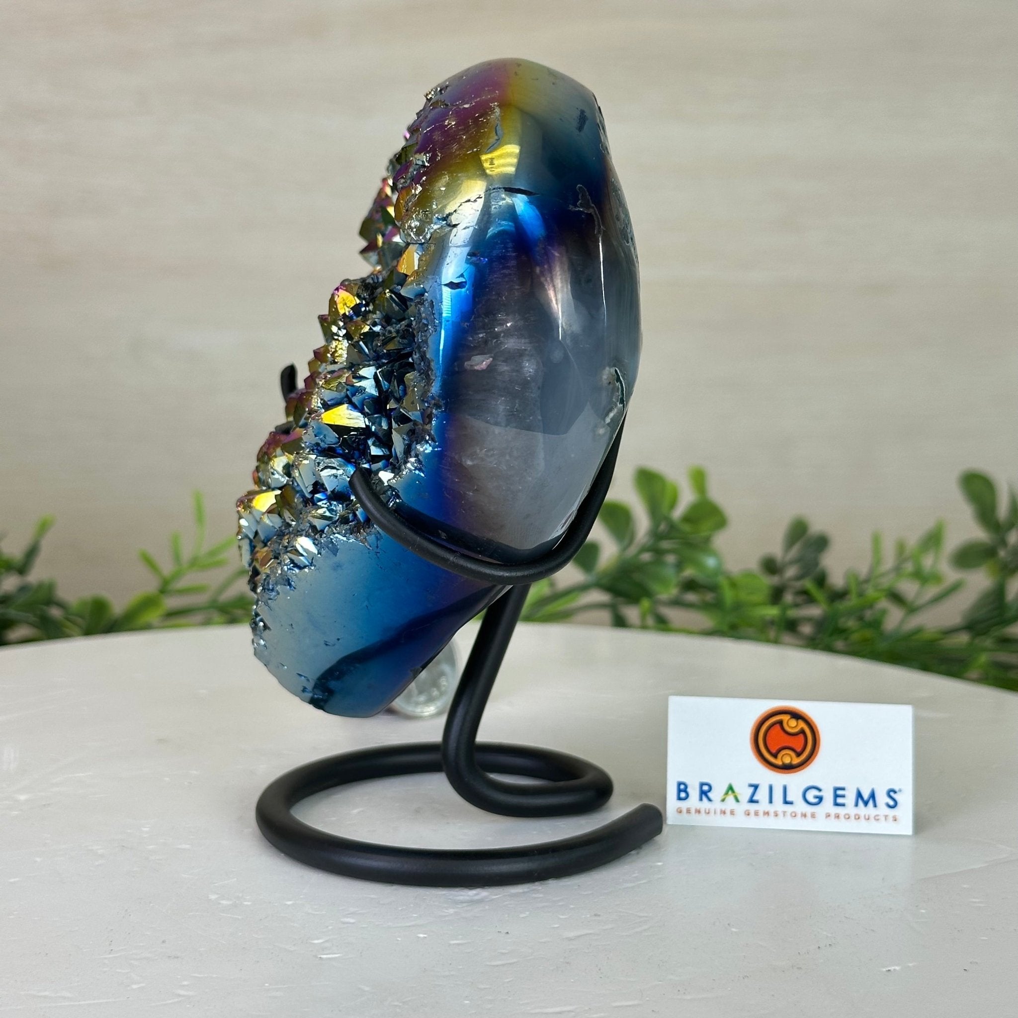 Rainbow Aura Quartz Heart on a Metal Stand, 2.2 lbs & 5.5" Tall #5463RA - 059 - Brazil GemsBrazil GemsRainbow Aura Quartz Heart on a Metal Stand, 2.2 lbs & 5.5" Tall #5463RA - 059Hearts5463RA - 059