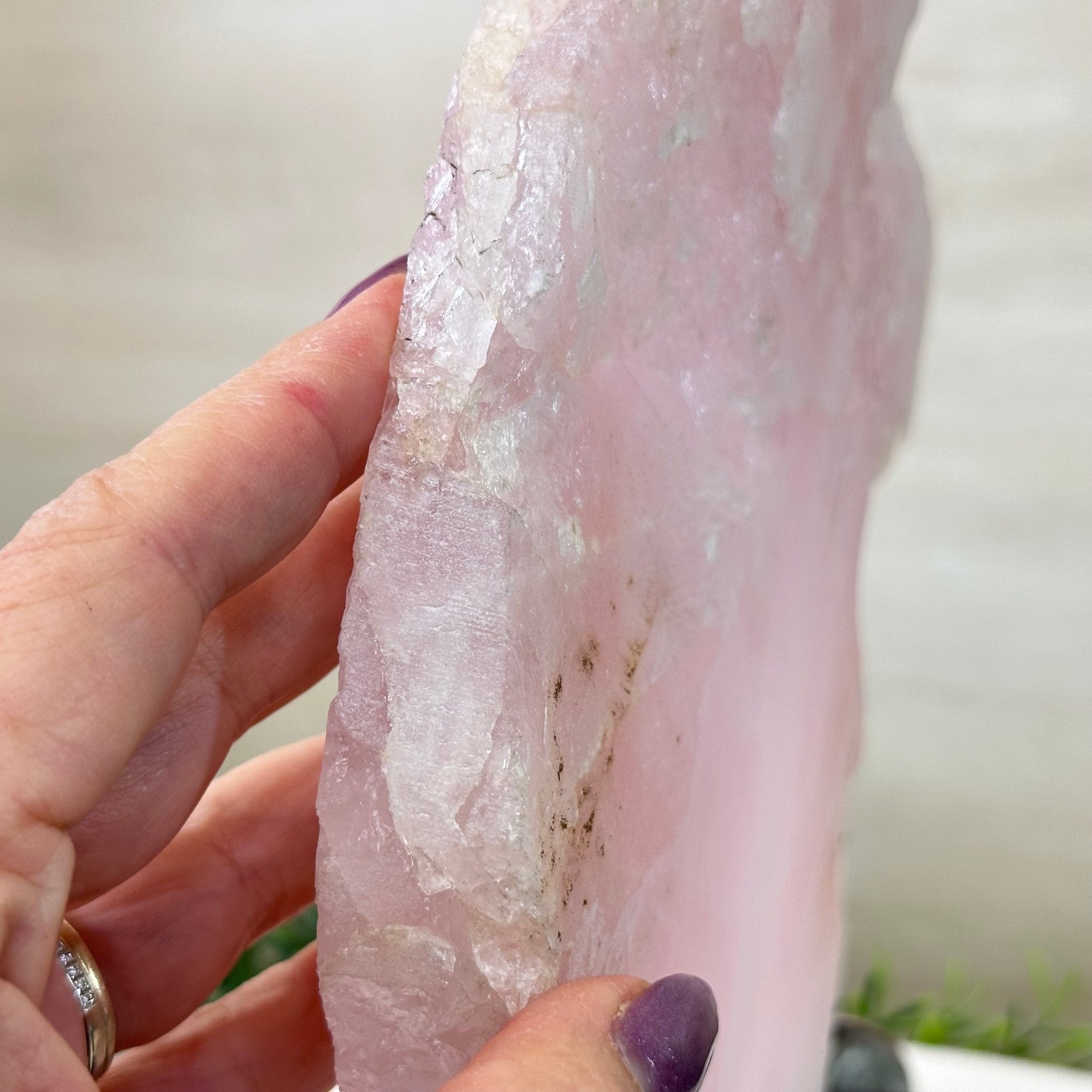 Rose Quartz Polished Slice on a Wood Base, 11" Tall #6100RQ - 039 - Brazil GemsBrazil GemsRose Quartz Polished Slice on a Wood Base, 11" Tall #6100RQ - 039Slices on Wood Bases6100RQ - 039