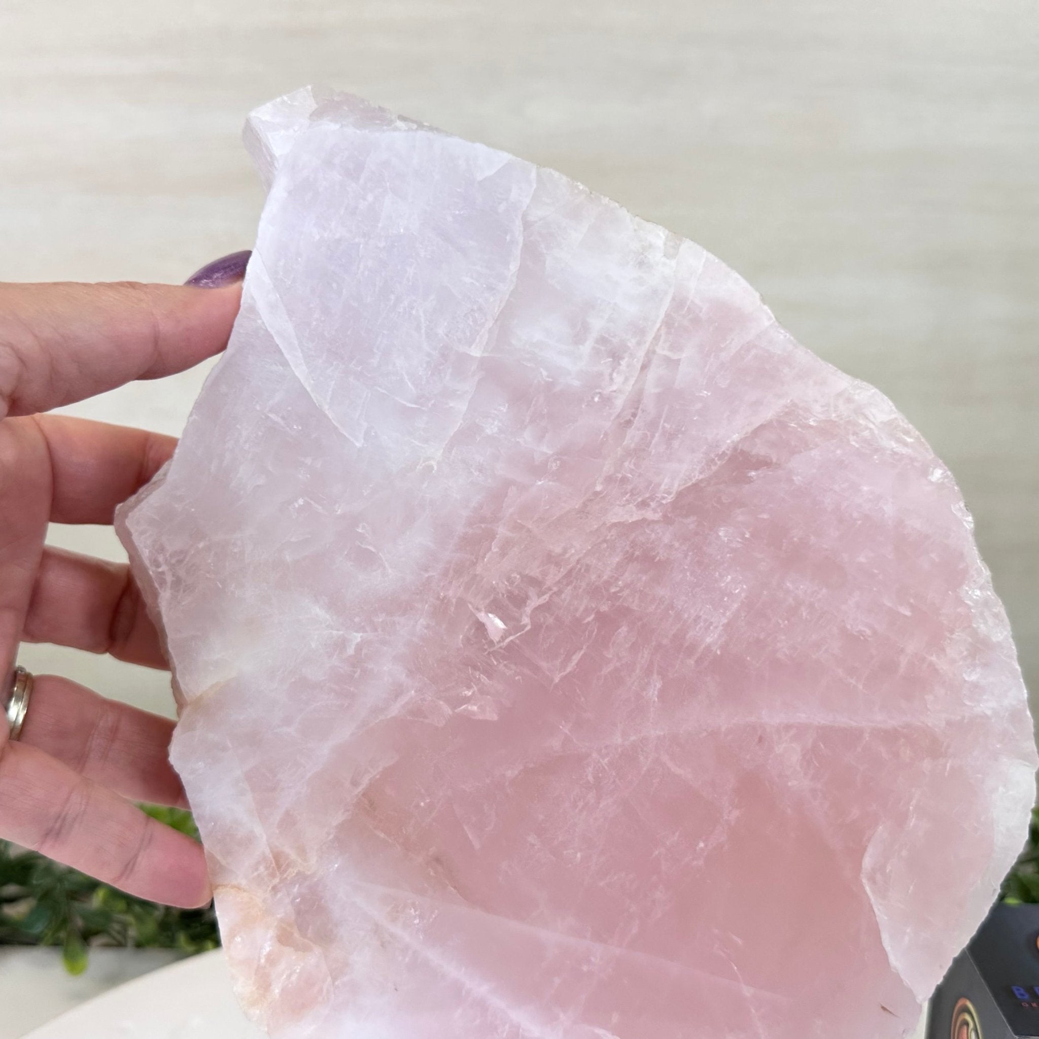 Rose Quartz Polished Slice on a Wood Base, 11" Tall #6100RQ - 039 - Brazil GemsBrazil GemsRose Quartz Polished Slice on a Wood Base, 11" Tall #6100RQ - 039Slices on Wood Bases6100RQ - 039