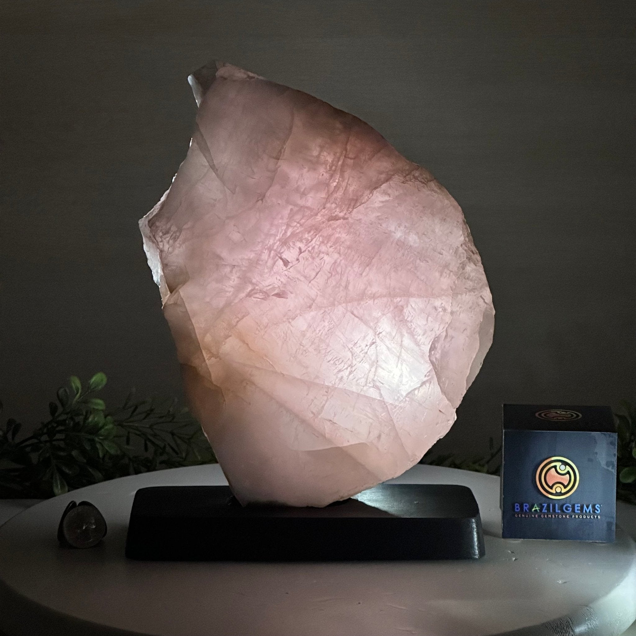 Rose Quartz Polished Slice on a Wood Base, 11" Tall #6100RQ - 039 - Brazil GemsBrazil GemsRose Quartz Polished Slice on a Wood Base, 11" Tall #6100RQ - 039Slices on Wood Bases6100RQ - 039